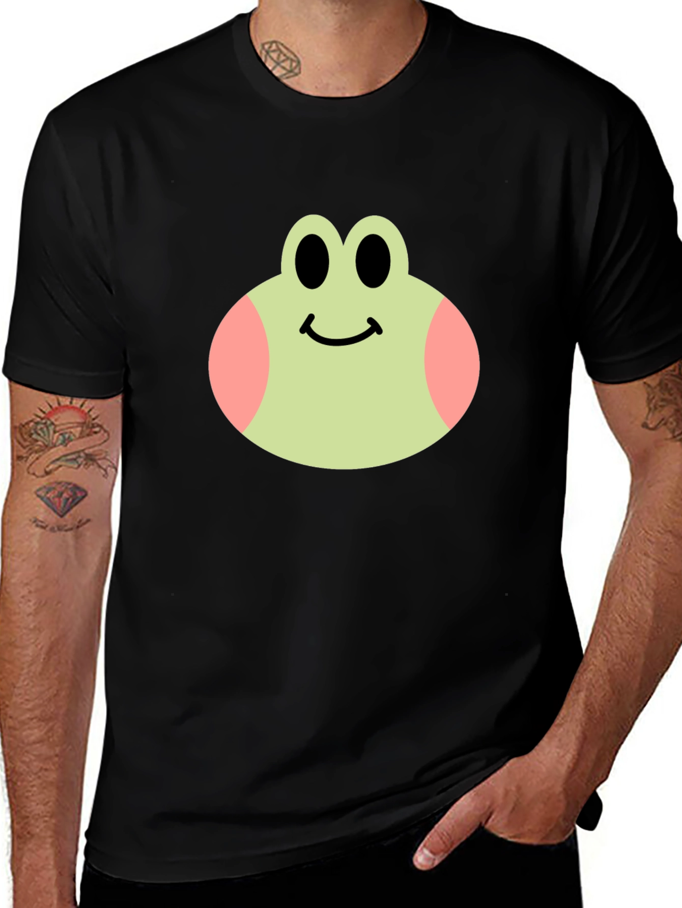 Camiseta Negra con Diseño de Rana Feliz