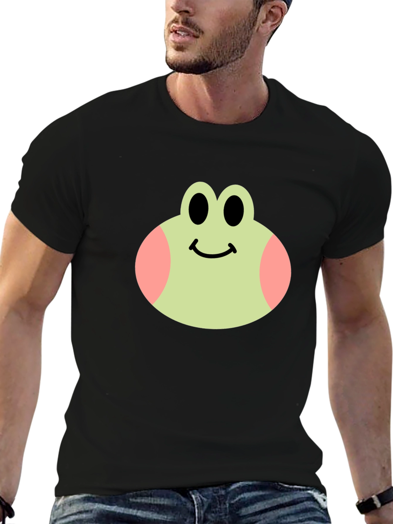 Camiseta Negra con Diseño de Rana Feliz