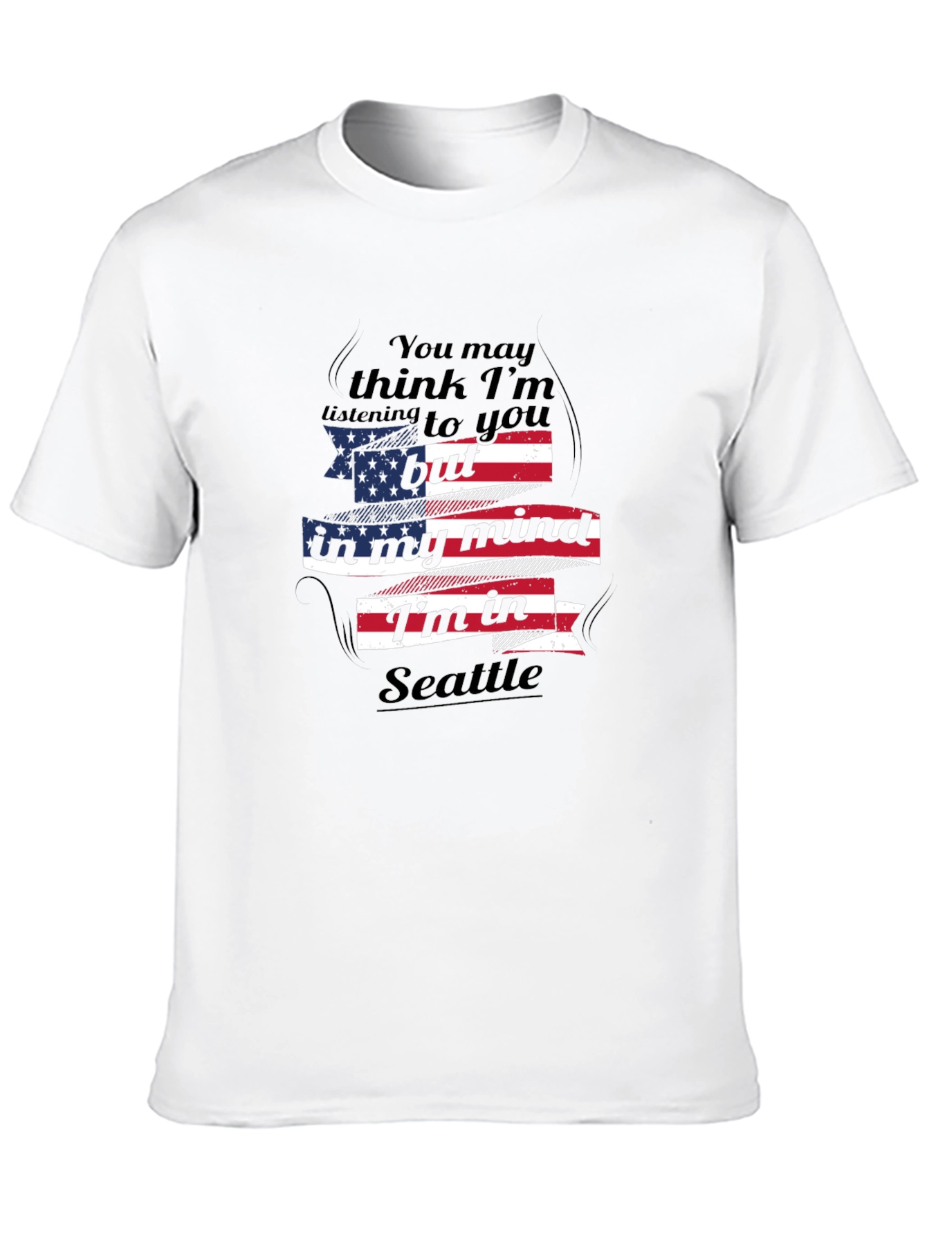 Camiseta Negra con Diseño Seattle en mi Mente