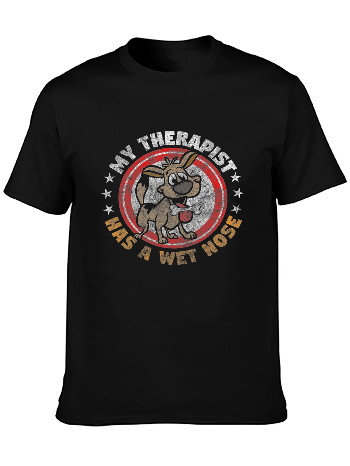 Camiseta Negra Humorística Mi Terapeuta Tiene Nariz Mojada