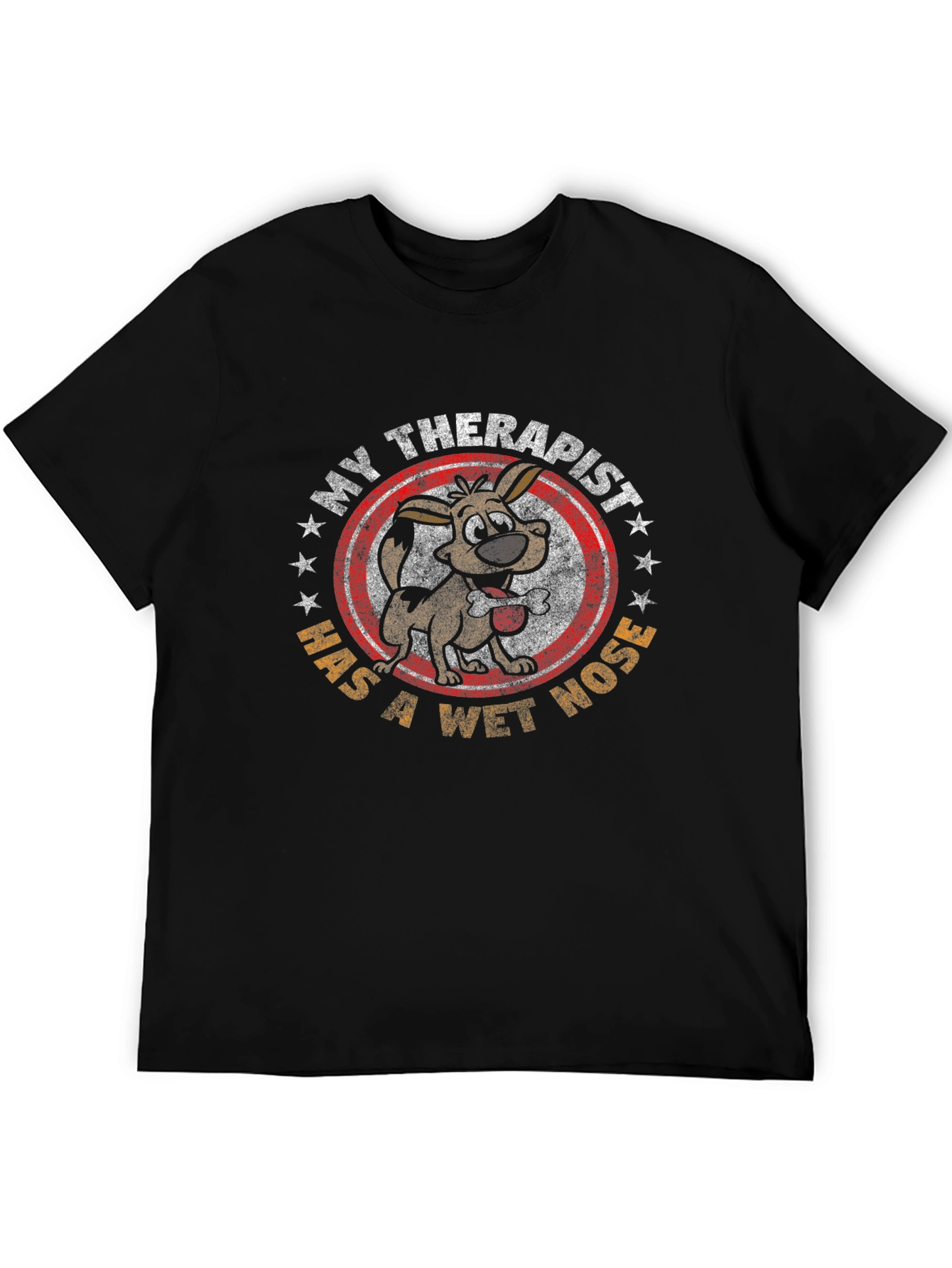 Camiseta Negra Humorística Mi Terapeuta Tiene Nariz Mojada