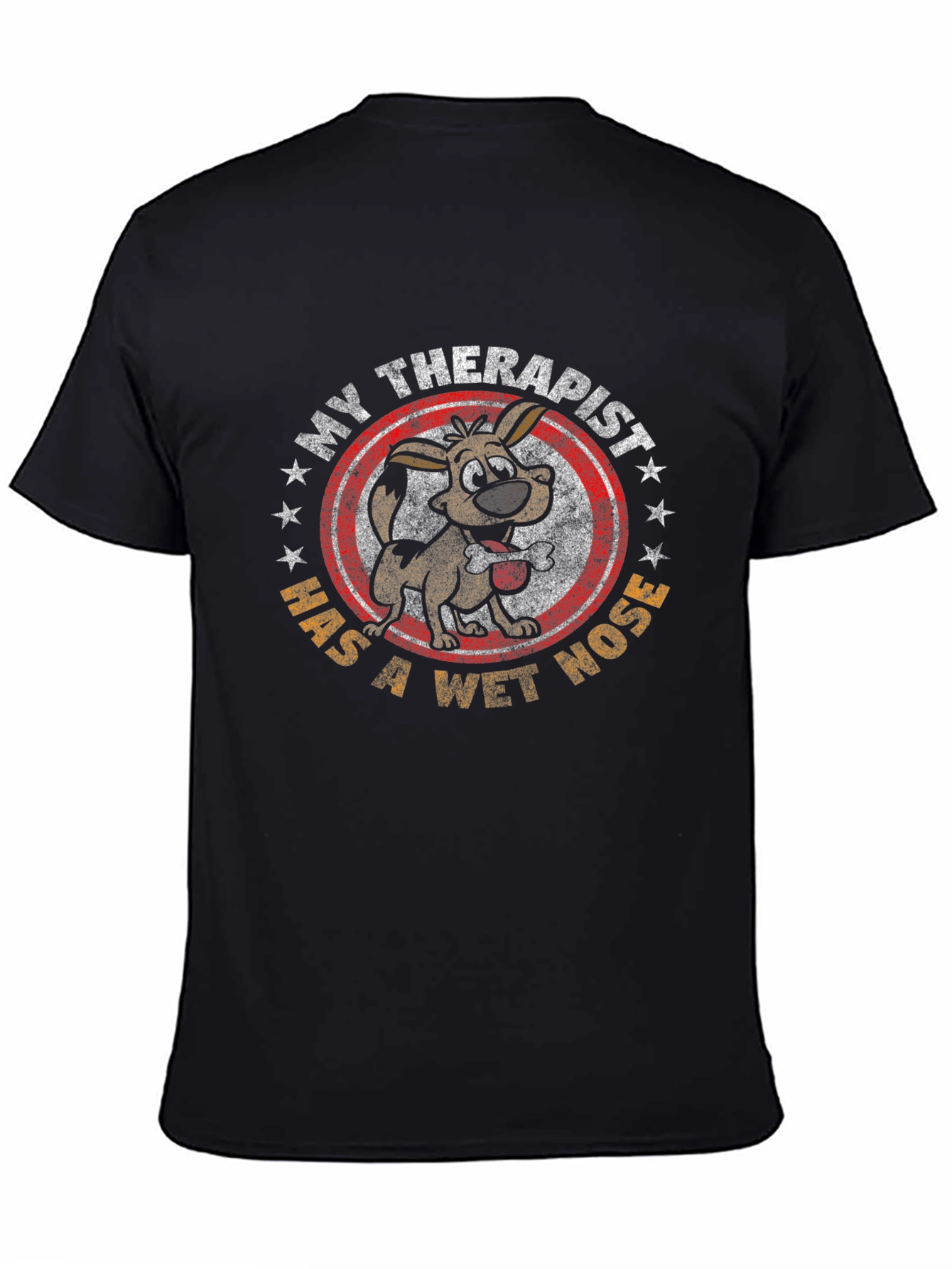 Camiseta Negra Humorística Mi Terapeuta Tiene Nariz Mojada