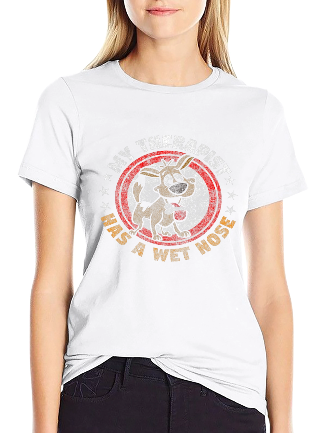 Camiseta Negra Humorística Mi Terapeuta Tiene Nariz Mojada