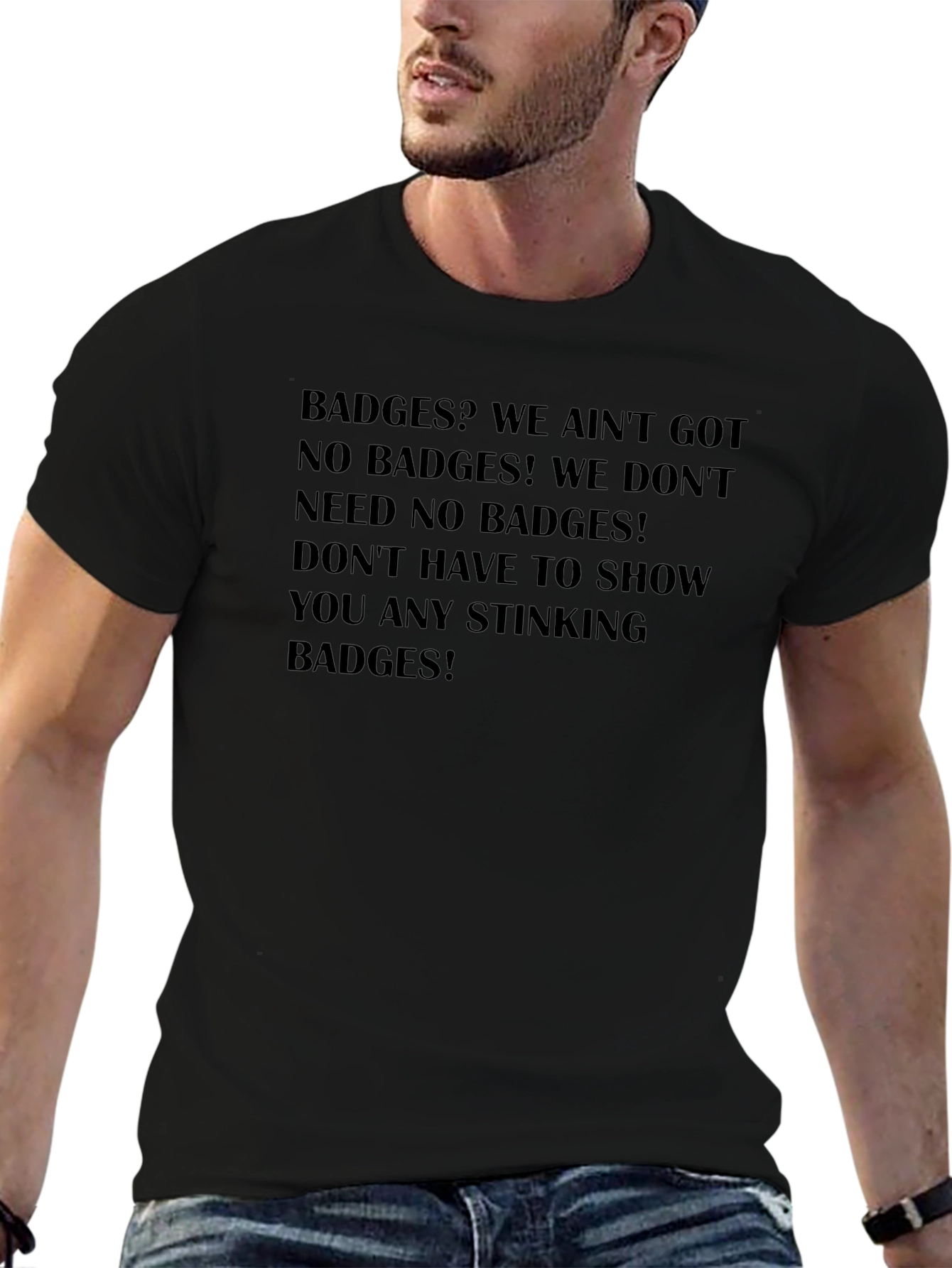 Camiseta Negra con Frase Icónica Badges?