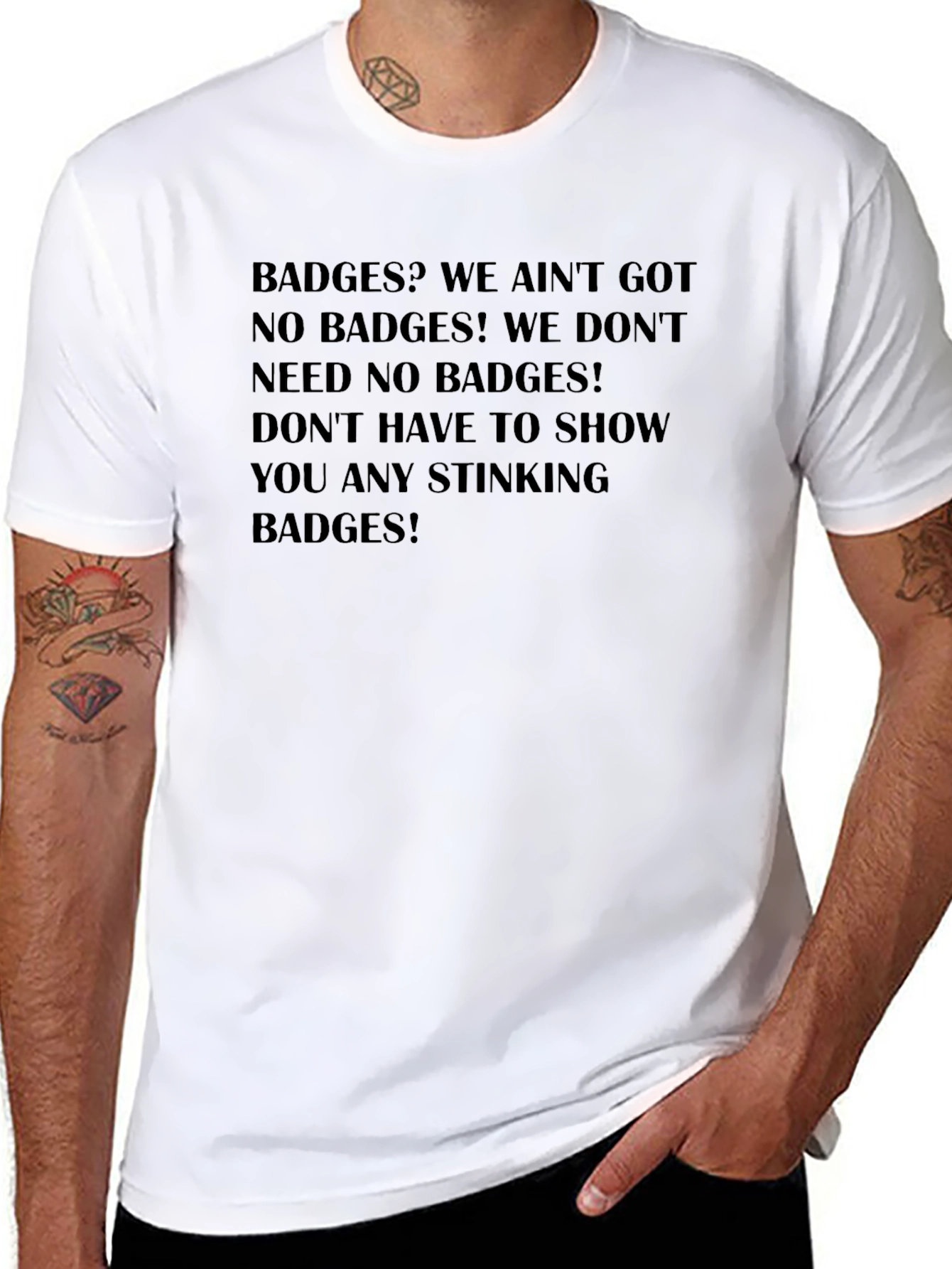 Camiseta Negra con Frase Icónica Badges?