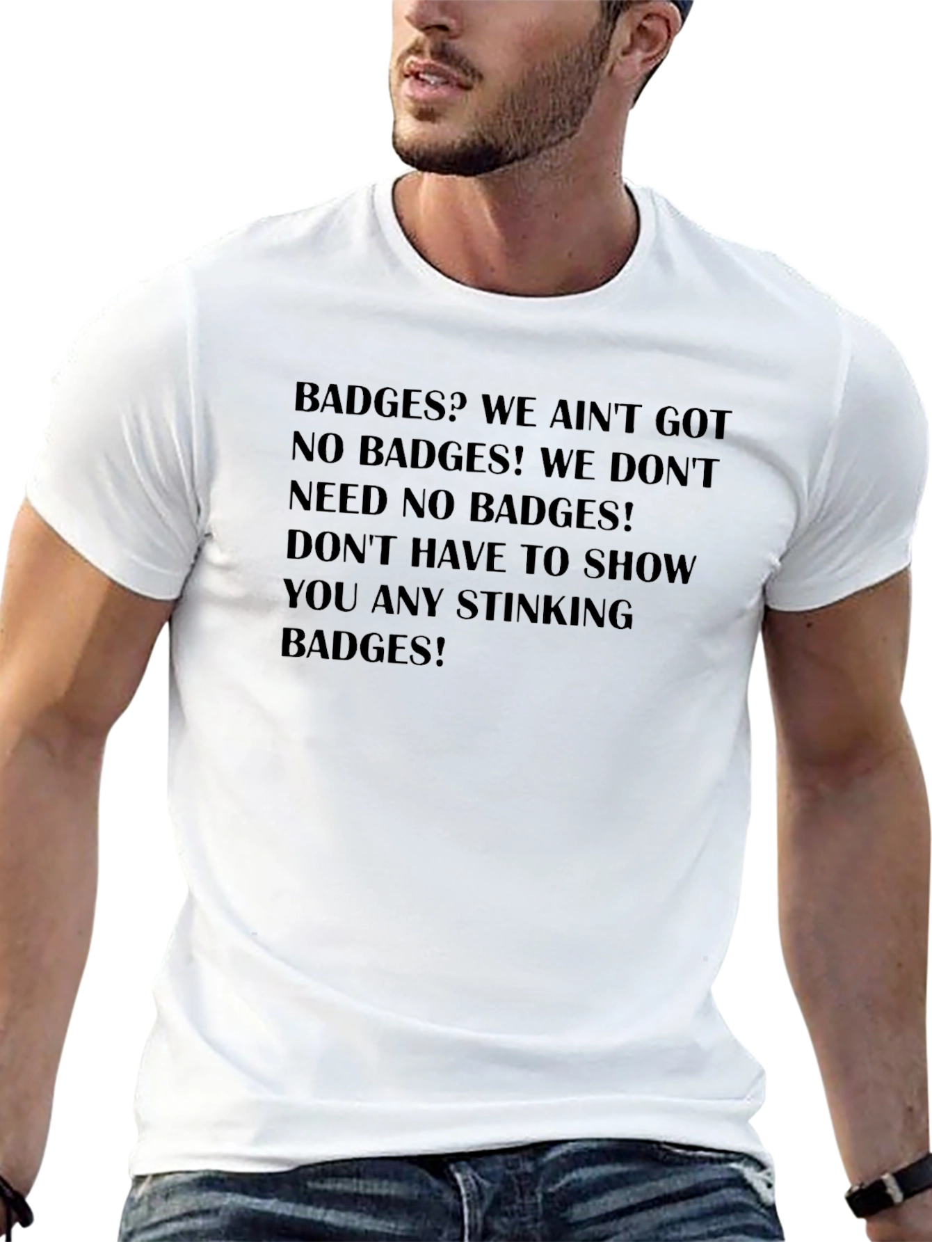 Camiseta Negra con Frase Icónica Badges?