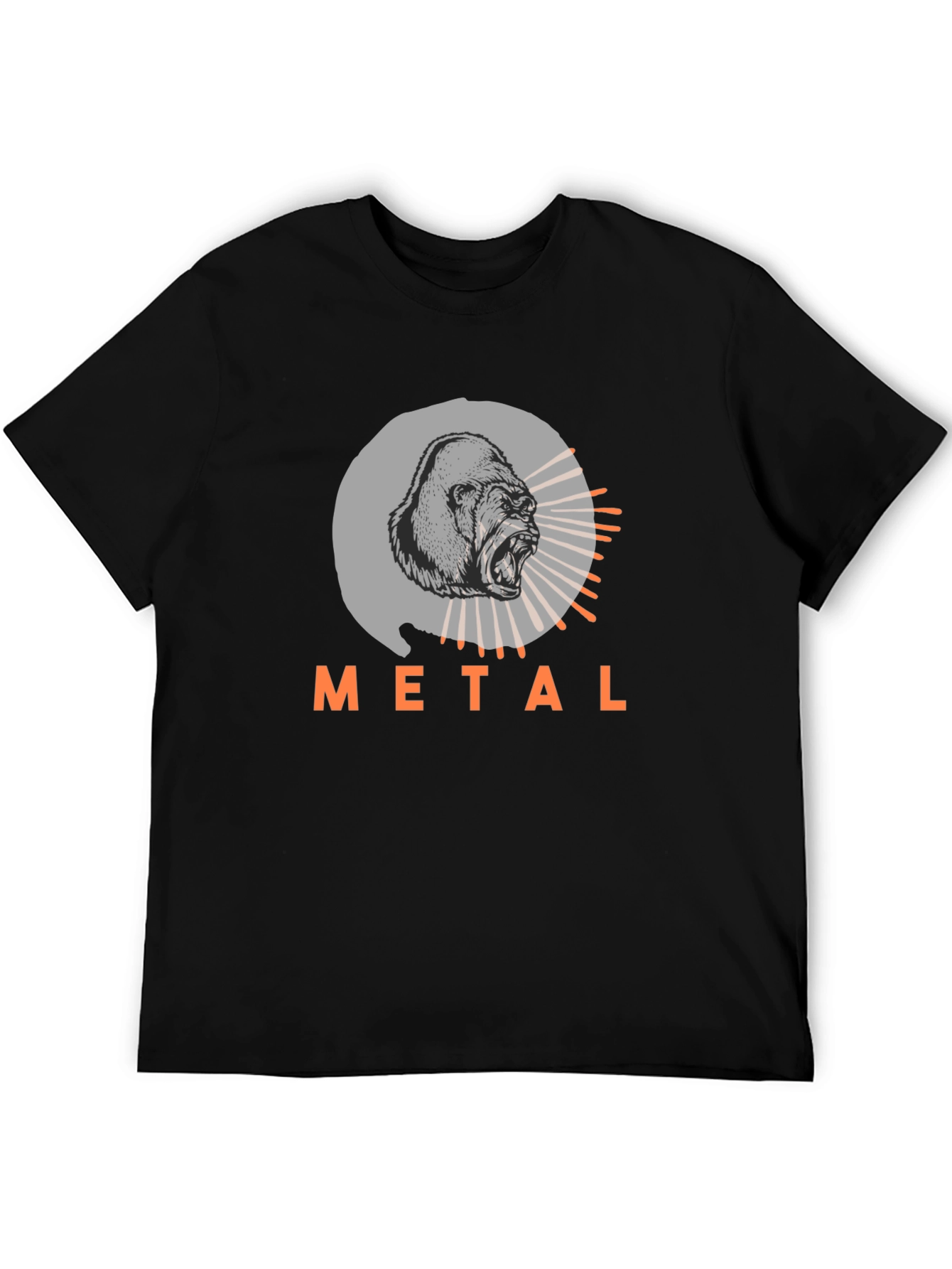 Camiseta Negra con Diseño de Gorila Metalero
