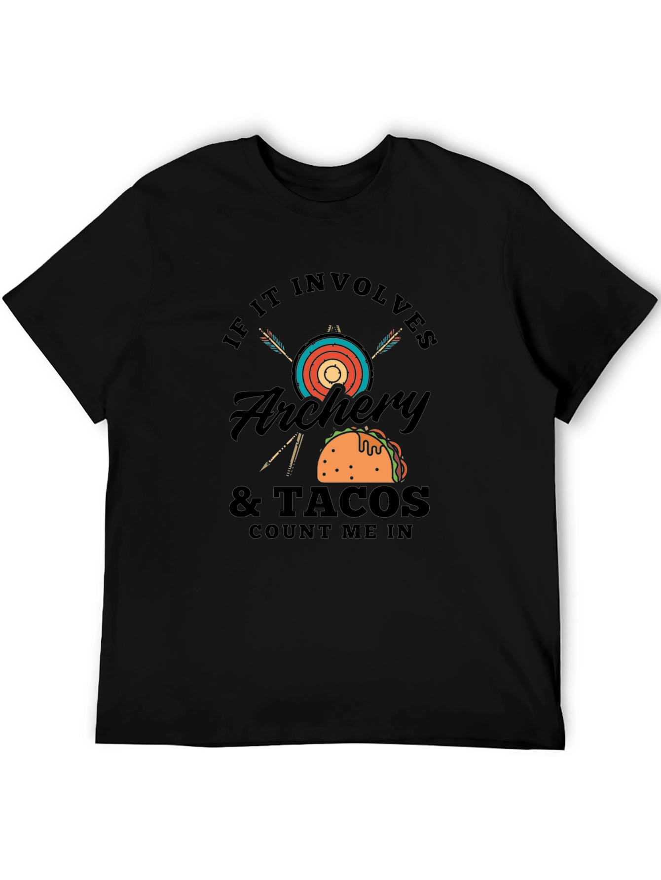 Camiseta Negra Hombre: Arqueria y Tacos