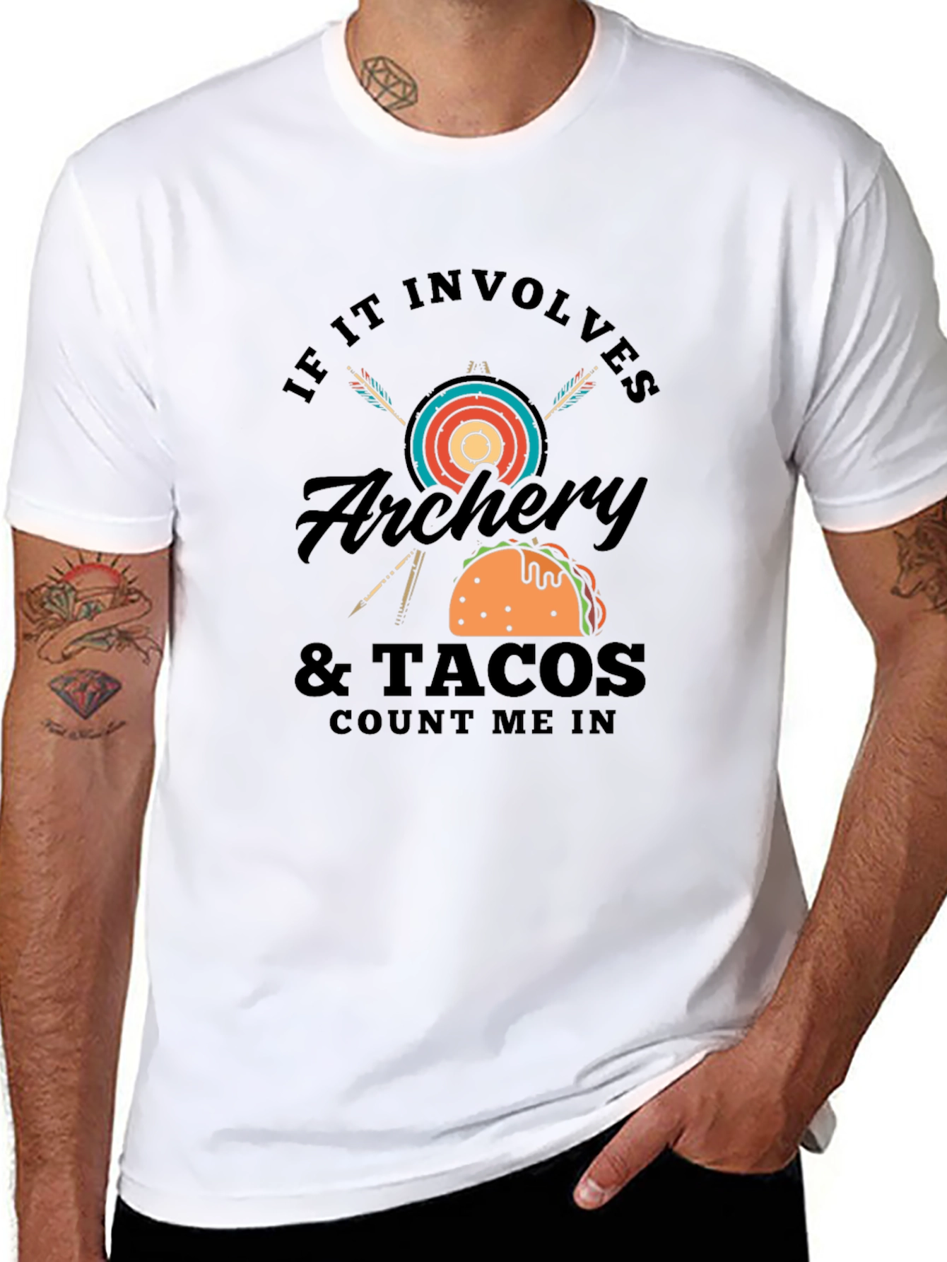 Camiseta Negra Hombre: Arqueria y Tacos