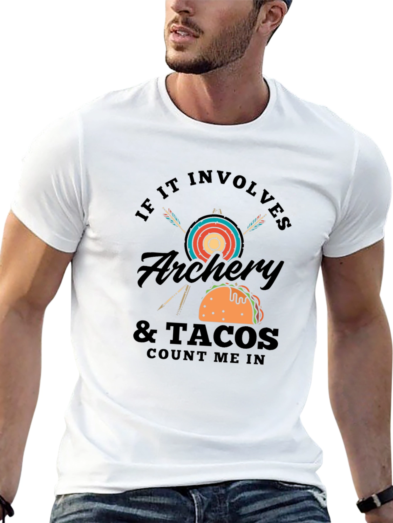 Camiseta Negra Hombre: Arqueria y Tacos