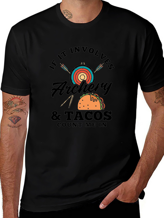 Camiseta Negra Hombre: Arqueria y Tacos