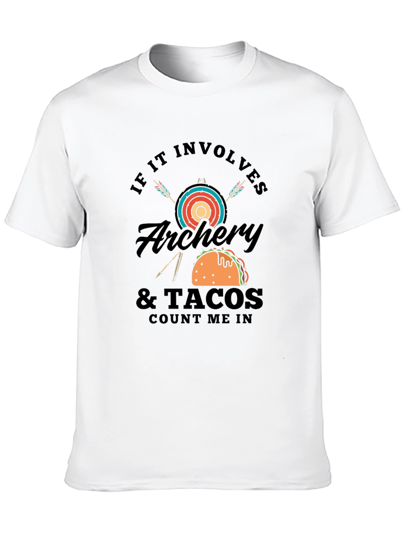 Camiseta Negra Hombre: Arqueria y Tacos