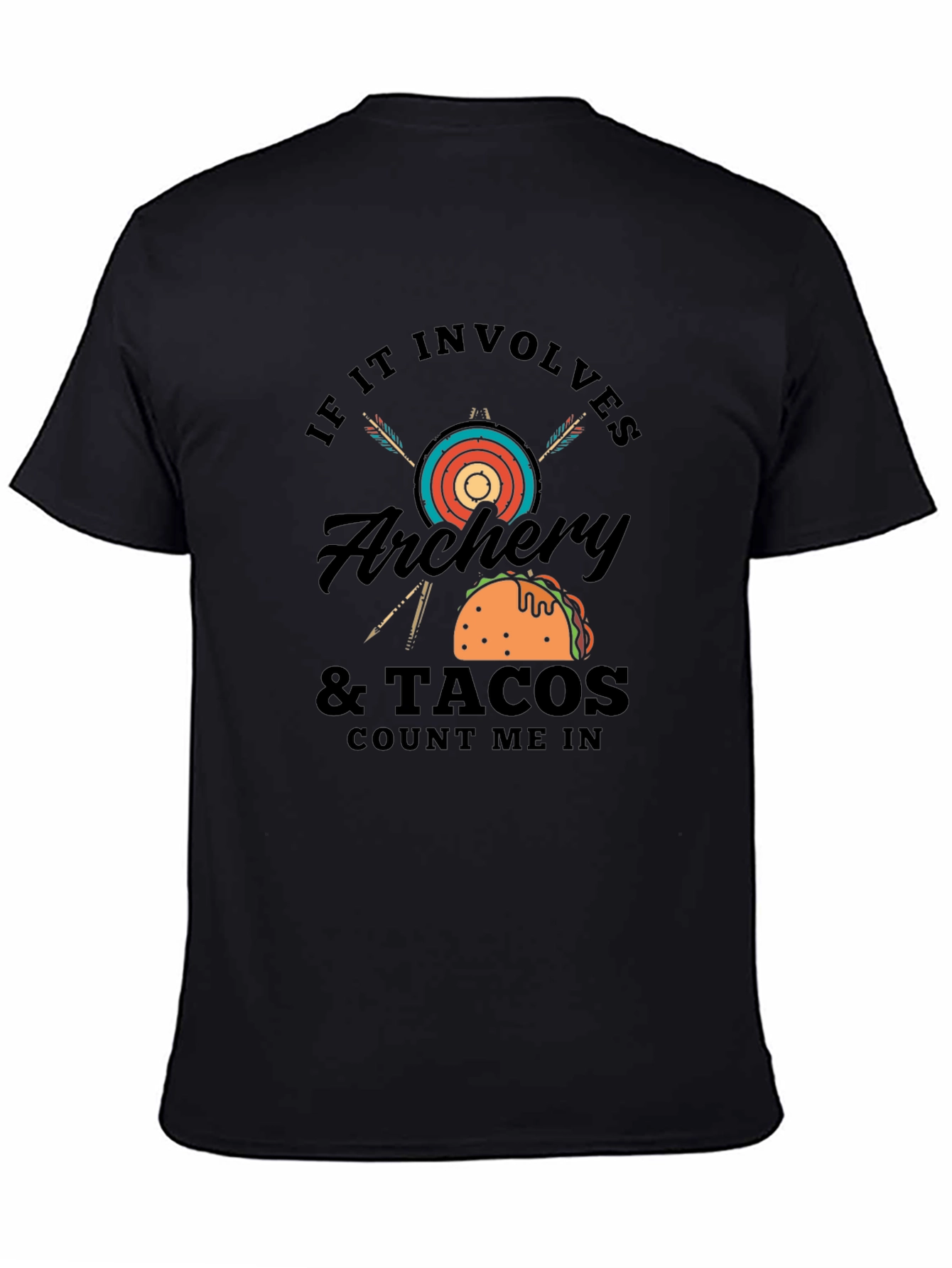 Camiseta Negra Hombre: Arqueria y Tacos