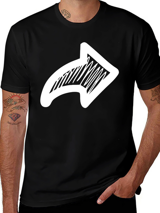 Camiseta Negra con Flecha Blanca Dibujada a Mano