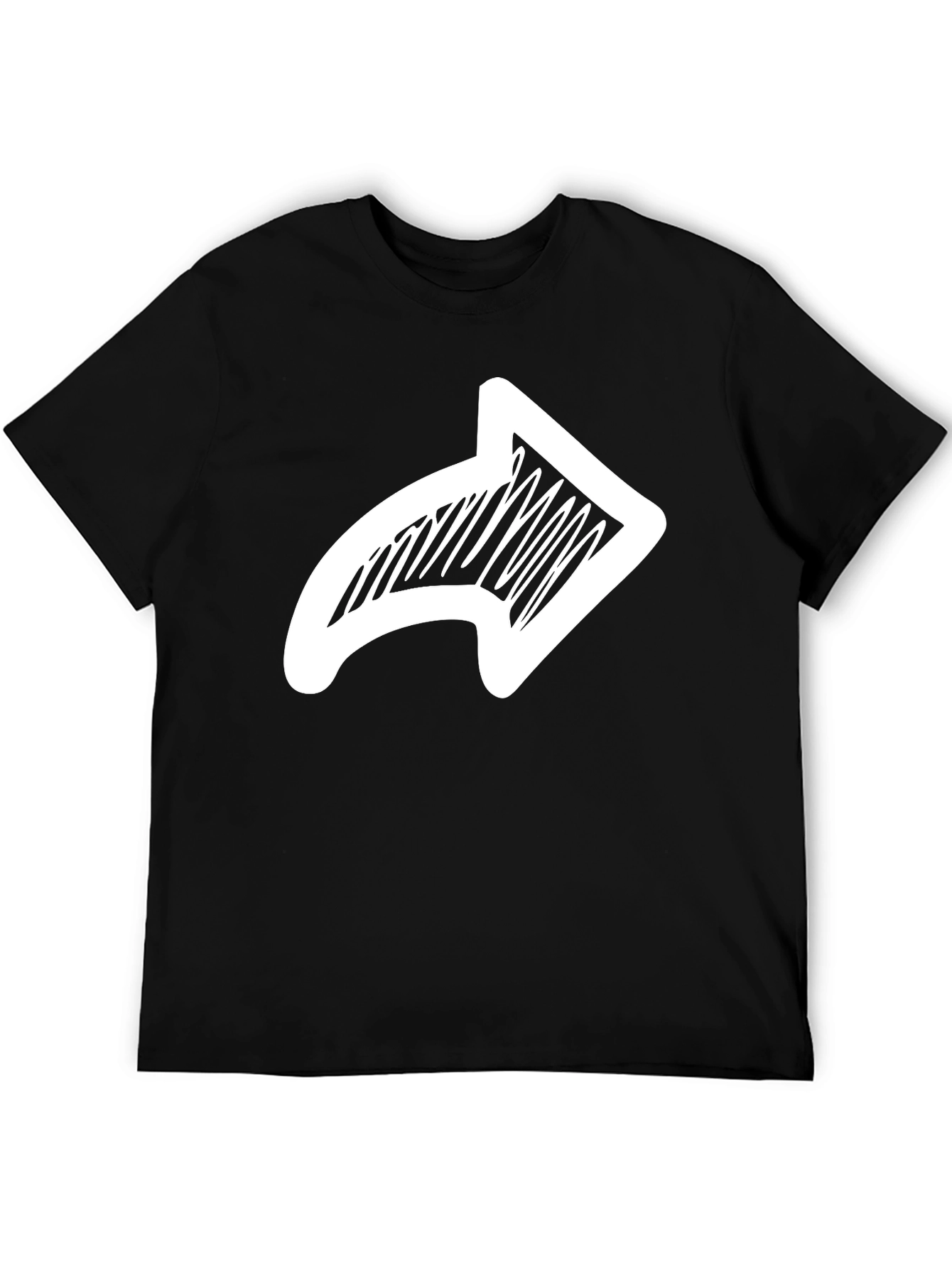Camiseta Negra con Flecha Blanca Dibujada a Mano