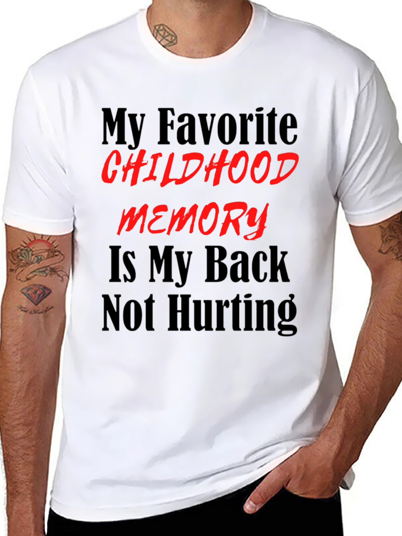Camiseta negra con frase divertida sobre la infancia