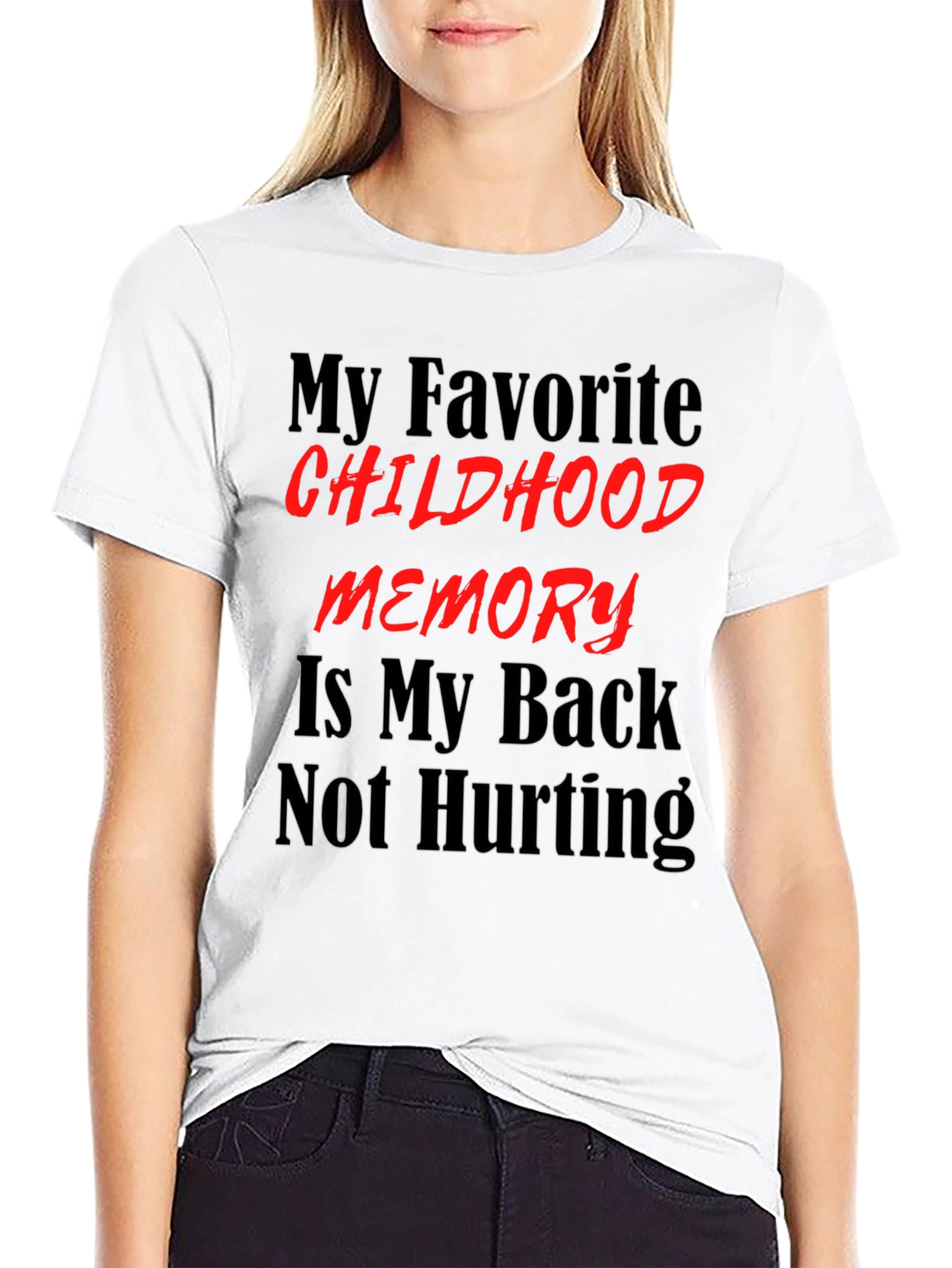 Camiseta negra con frase divertida sobre la infancia