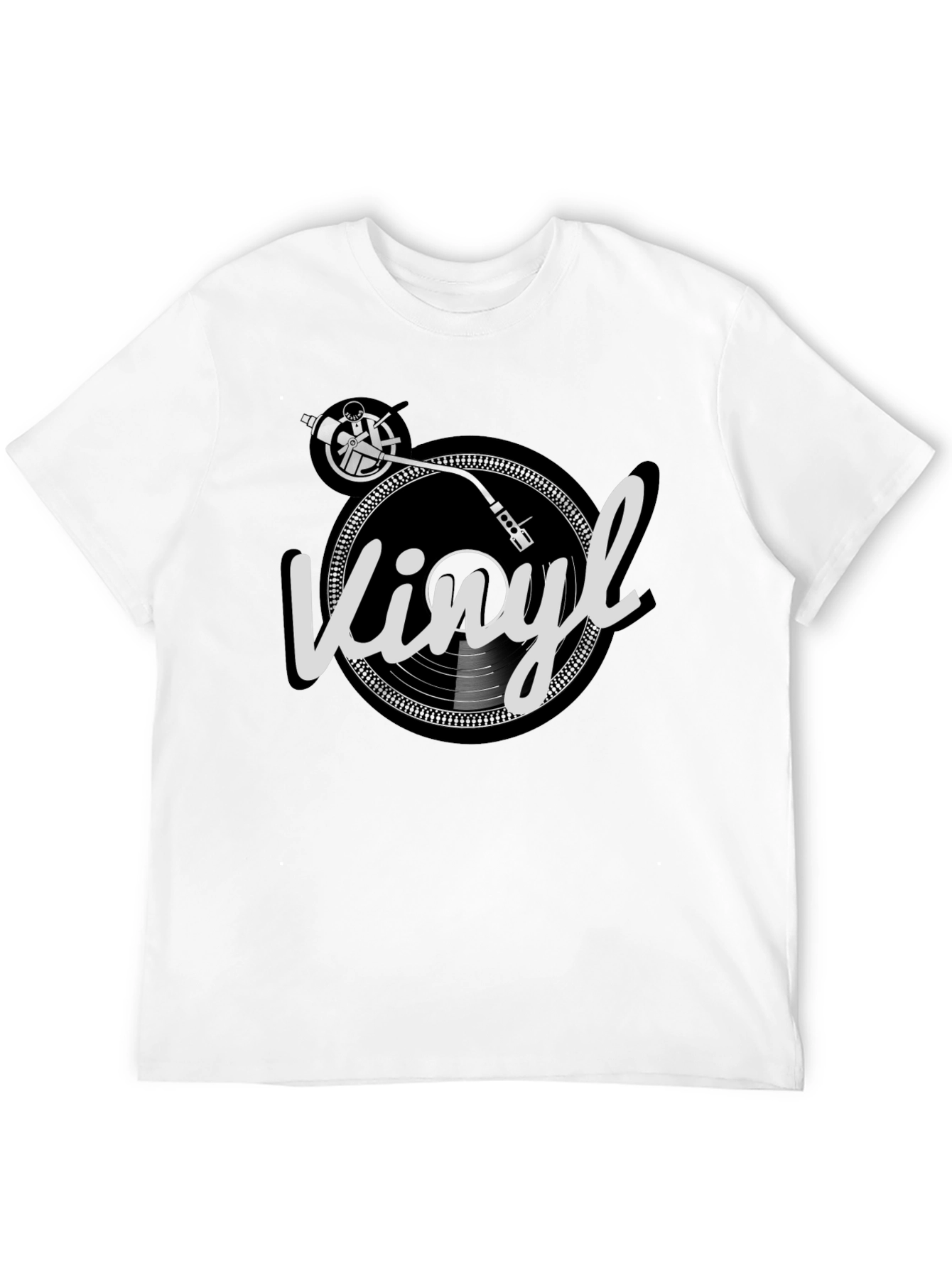 Camiseta Hombre Negra Diseño Vinilo Retro