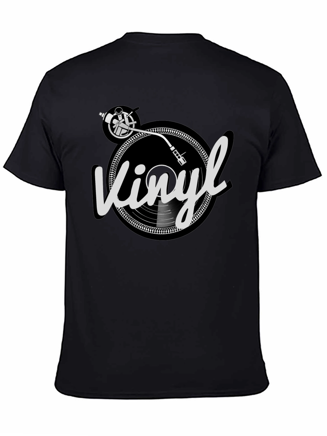 Camiseta Hombre Negra Diseño Vinilo Retro