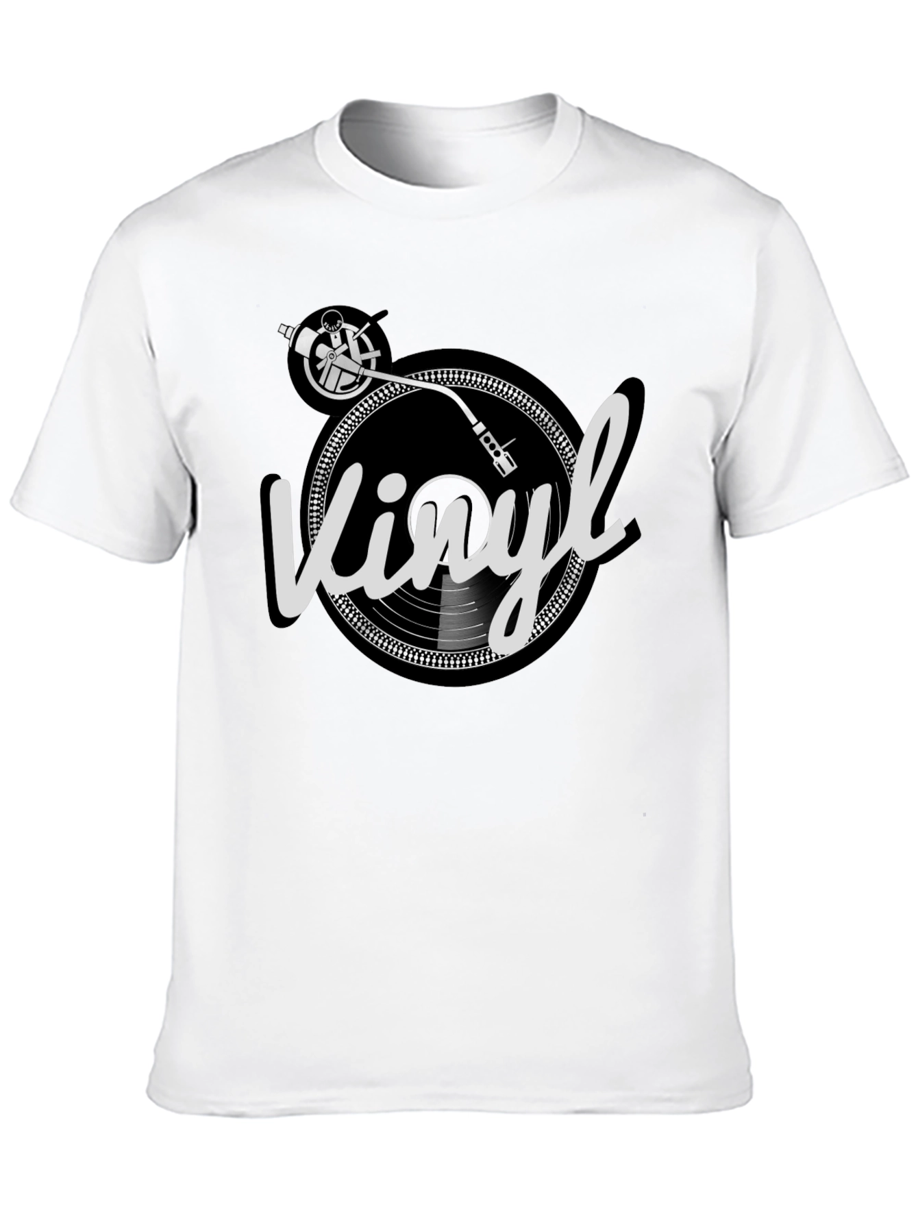 Camiseta Hombre Negra Diseño Vinilo Retro