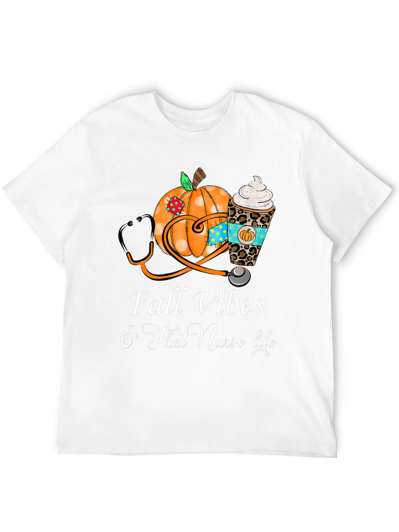 Camiseta Fall Vibes para Enfermeras en Otoño