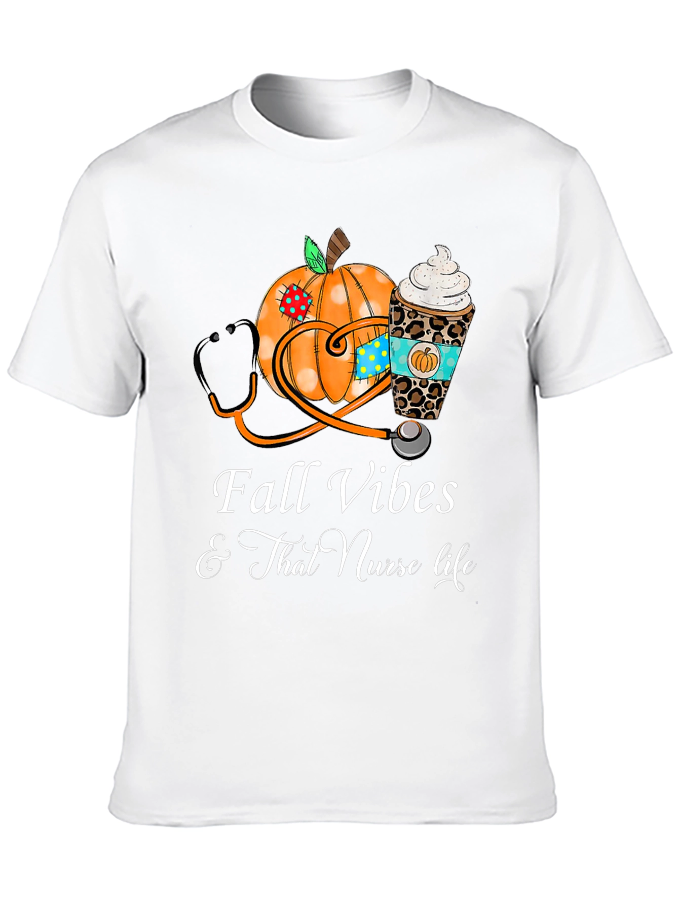 Camiseta Fall Vibes para Enfermeras en Otoño