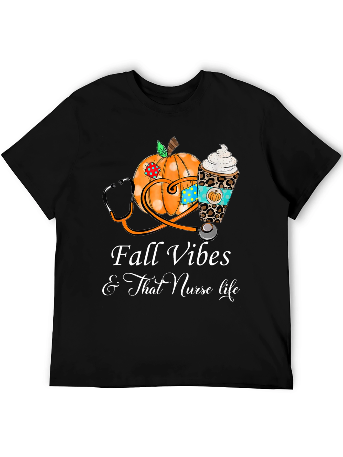 Camiseta Fall Vibes para Enfermeras en Otoño