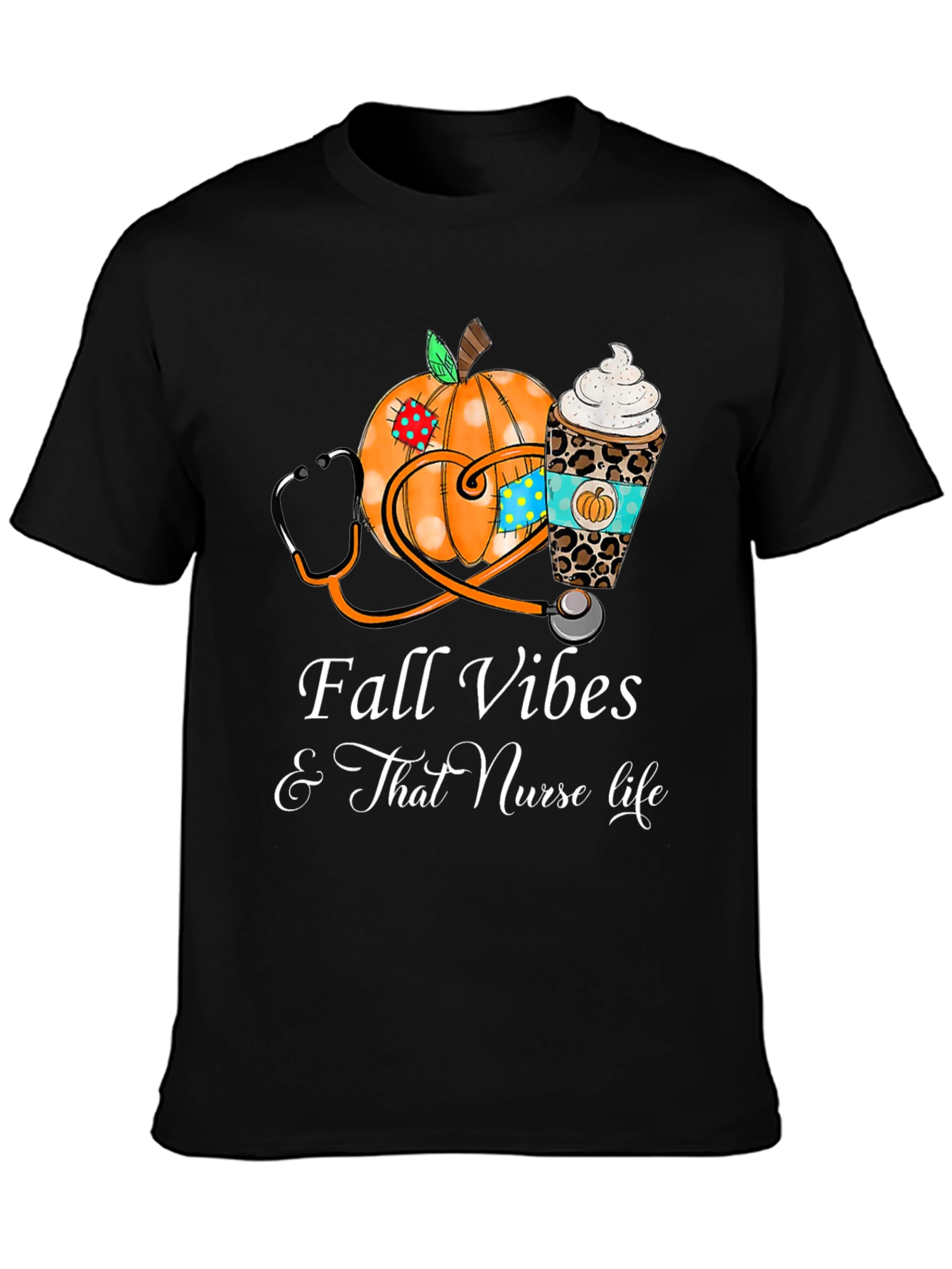 Camiseta Fall Vibes para Enfermeras en Otoño