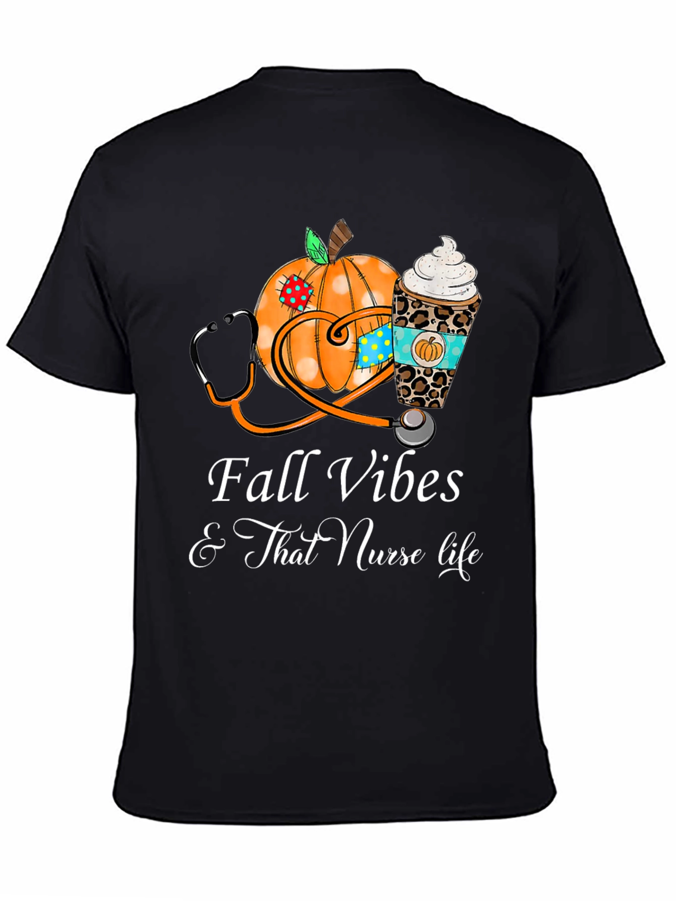 Camiseta Fall Vibes para Enfermeras en Otoño