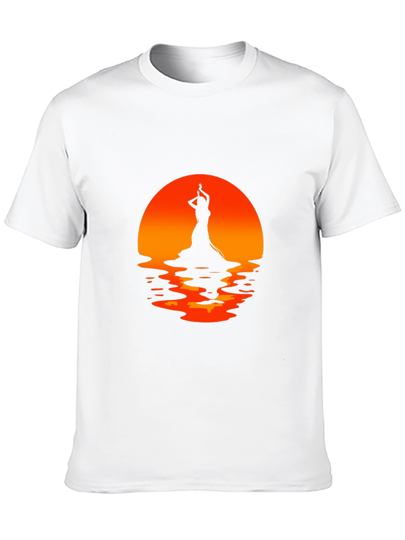 Camiseta Negra con Silueta de Bailarina al Atardecer