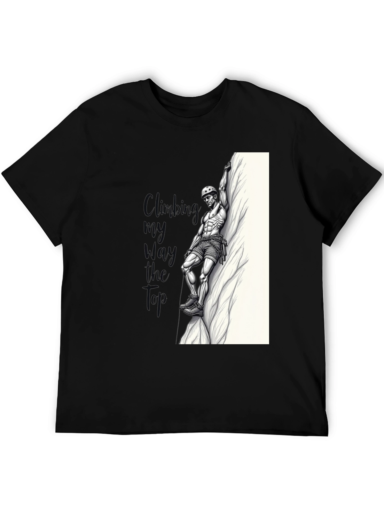 Camiseta Negra Hombre - Diseño Escalador Musculoso