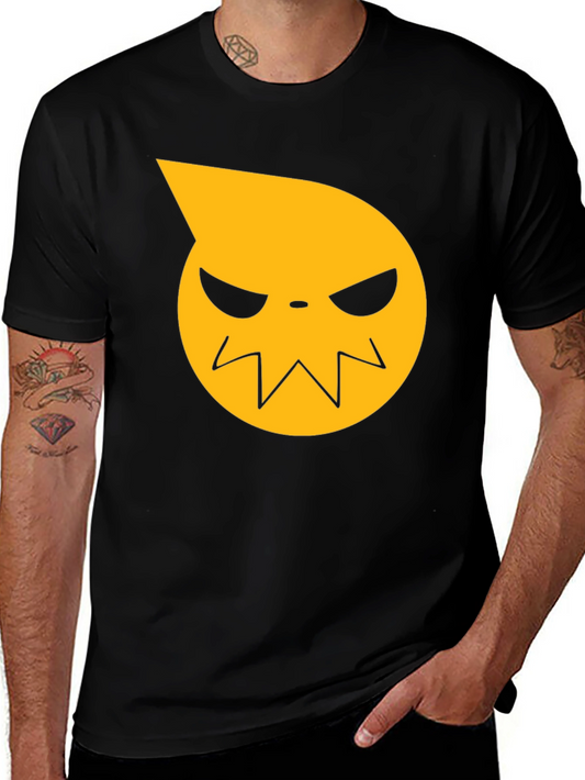 Camiseta Negra con Diseño Anime Cara Amarilla