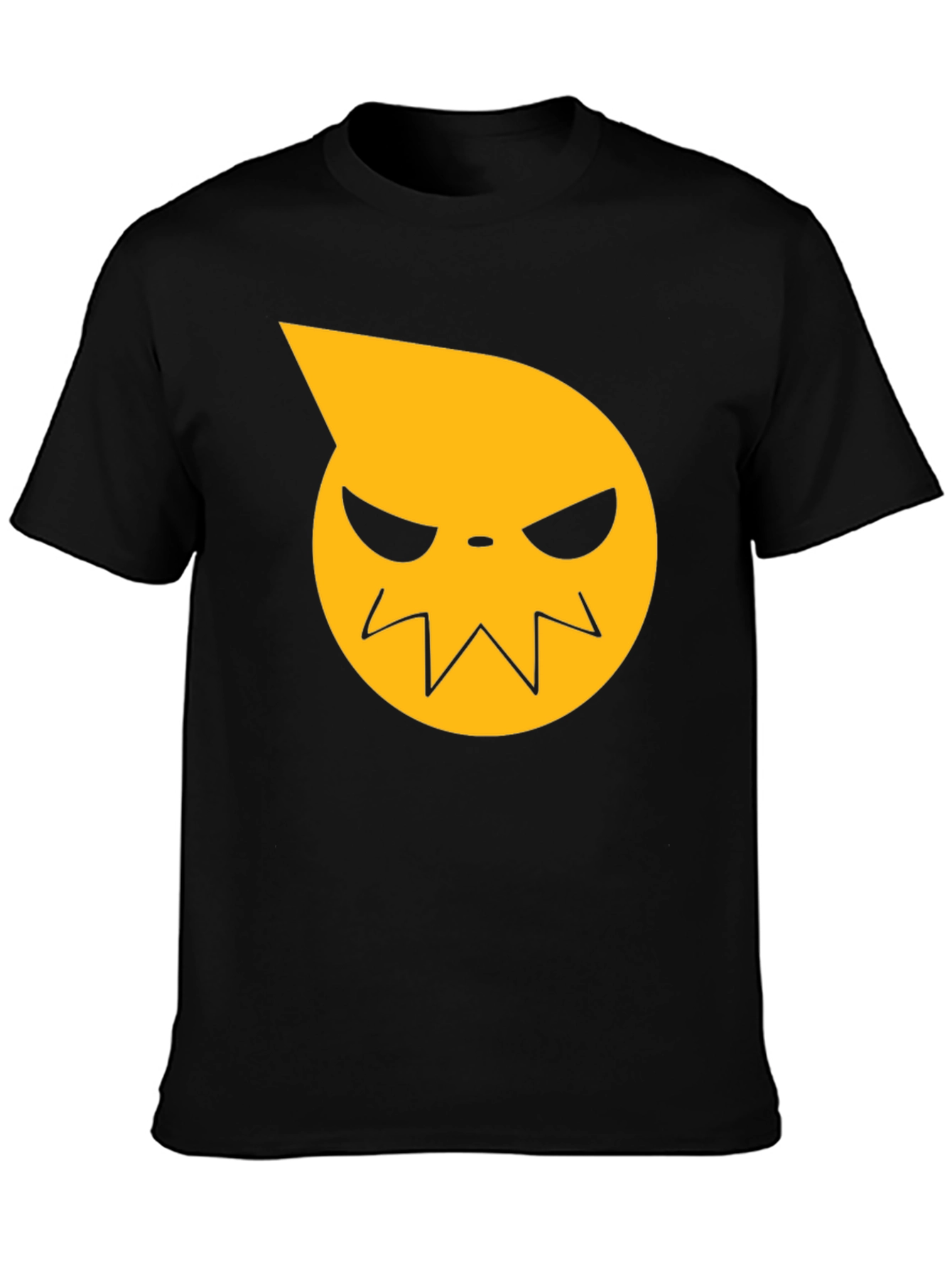 Camiseta Negra con Diseño Anime Cara Amarilla