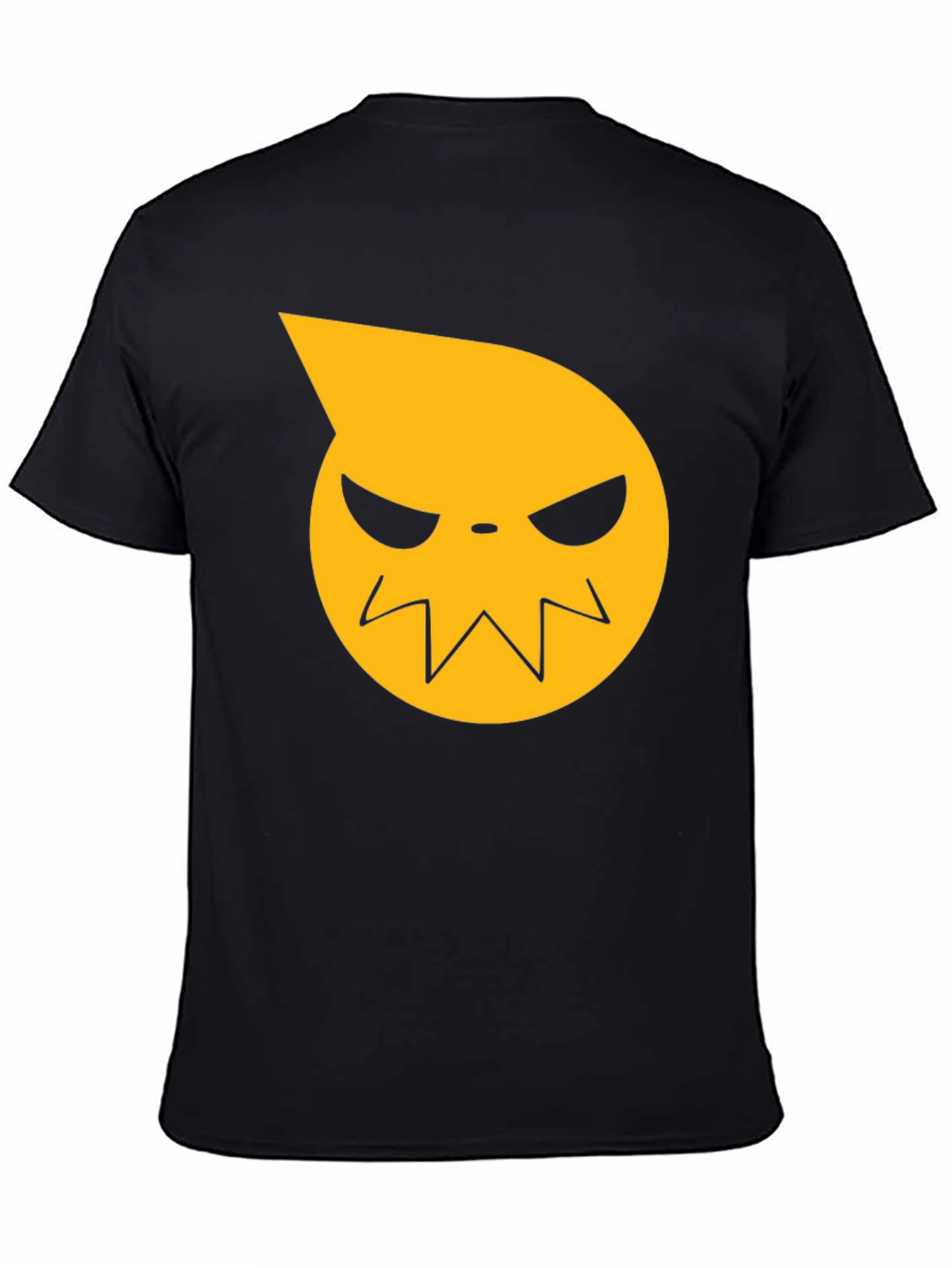 Camiseta Negra con Diseño Anime Cara Amarilla