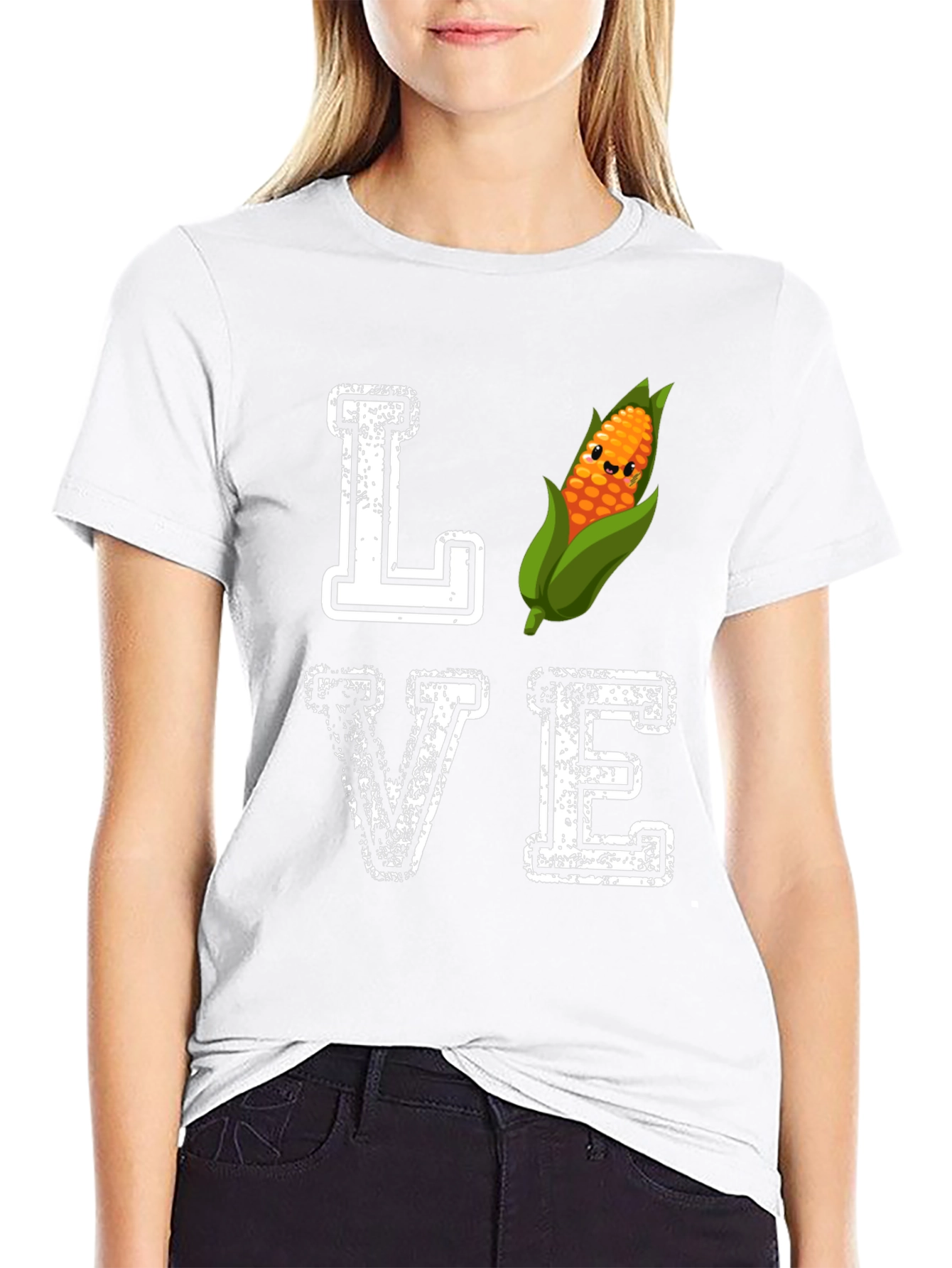 Camiseta Negra Amo el Maíz Divertida