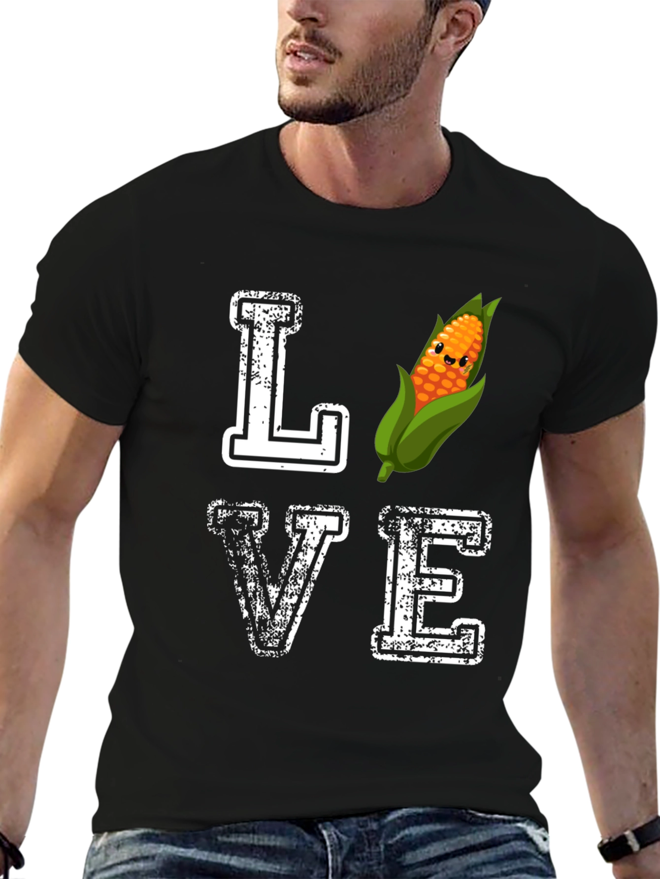 Camiseta Negra Amo el Maíz Divertida