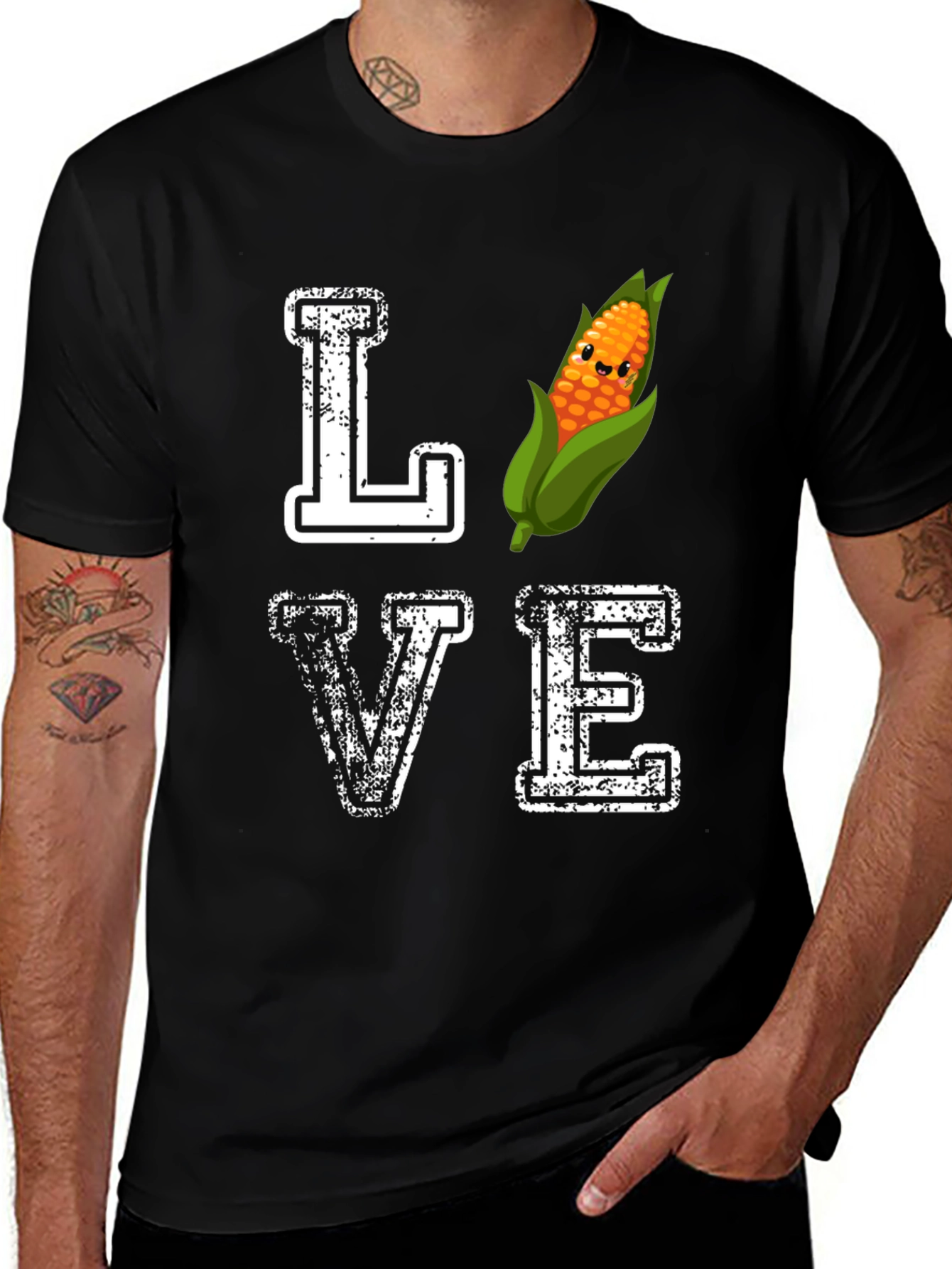 Camiseta Negra Amo el Maíz Divertida