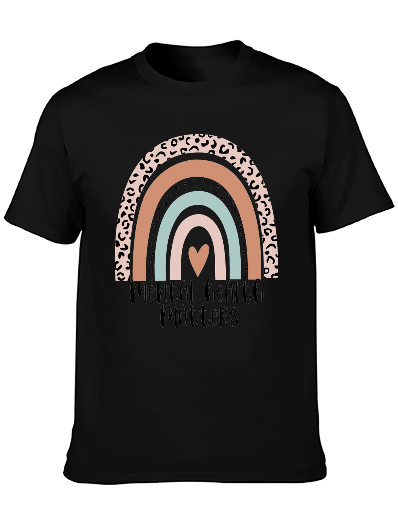 Camiseta Negra con Arcoíris Salud Mental Importa