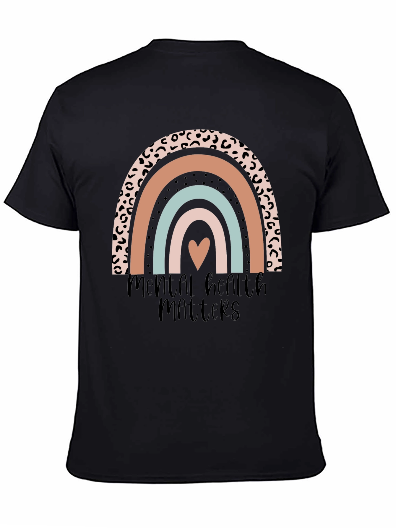 Camiseta Negra con Arcoíris Salud Mental Importa