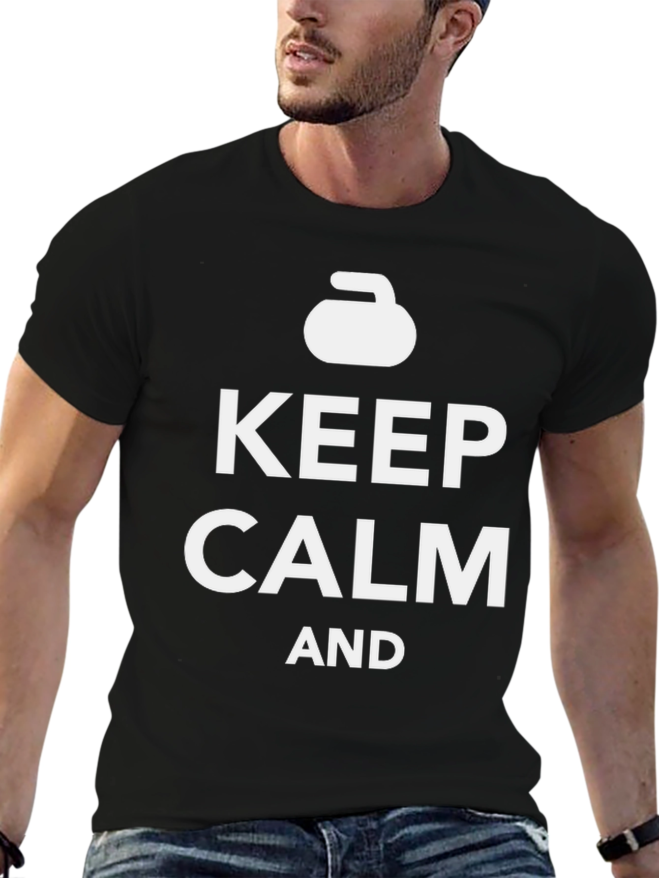 Camiseta Negra: Keep Calm and Curl