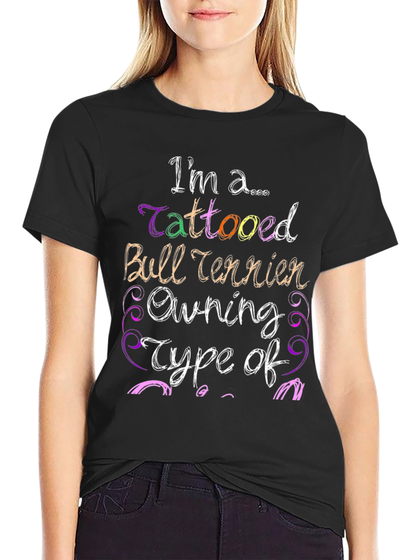 Camiseta Negra Soy un dueño tatuado de Bull Terrier