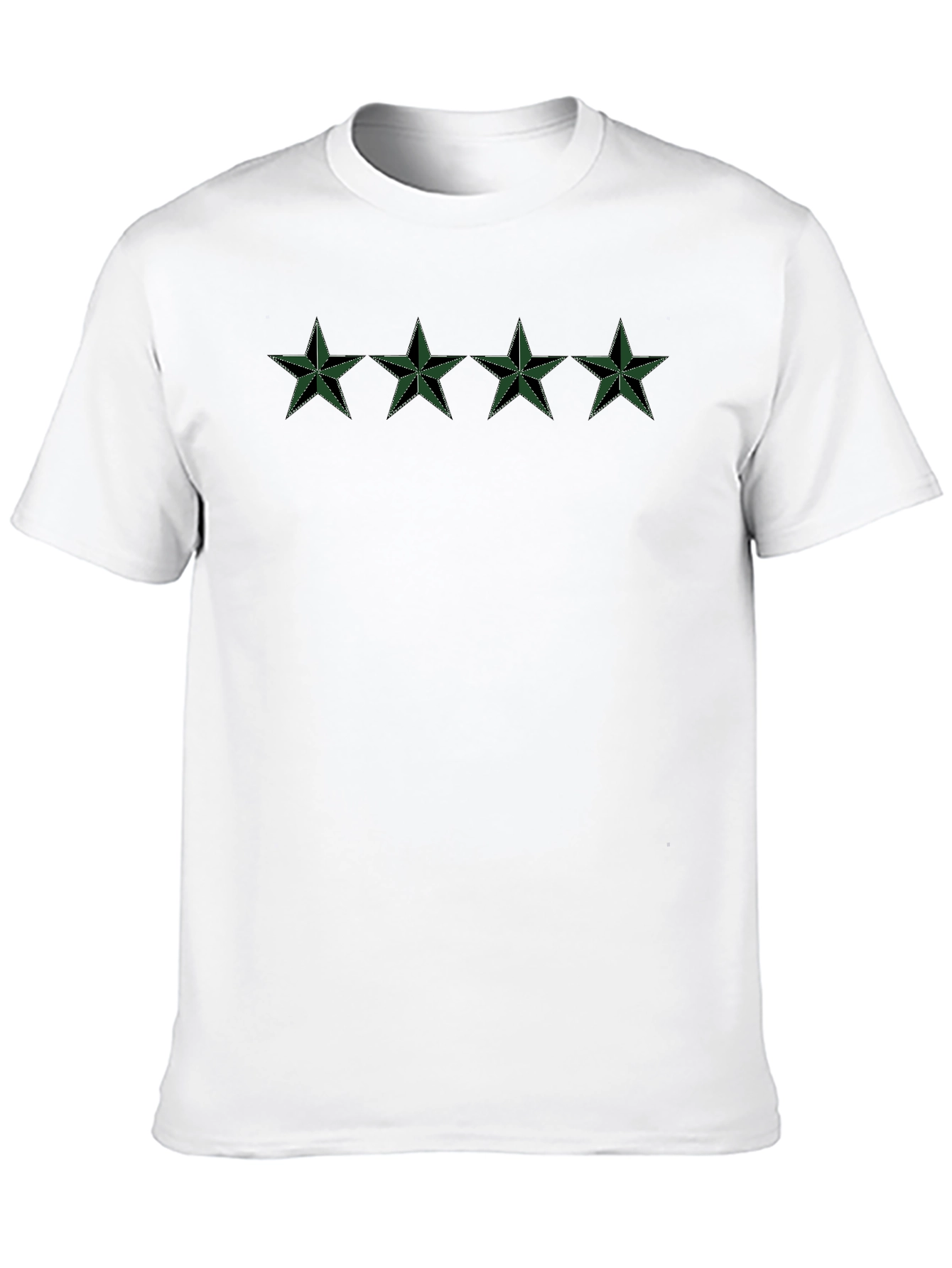 Camiseta Negra con Estrellas Verdes Militares