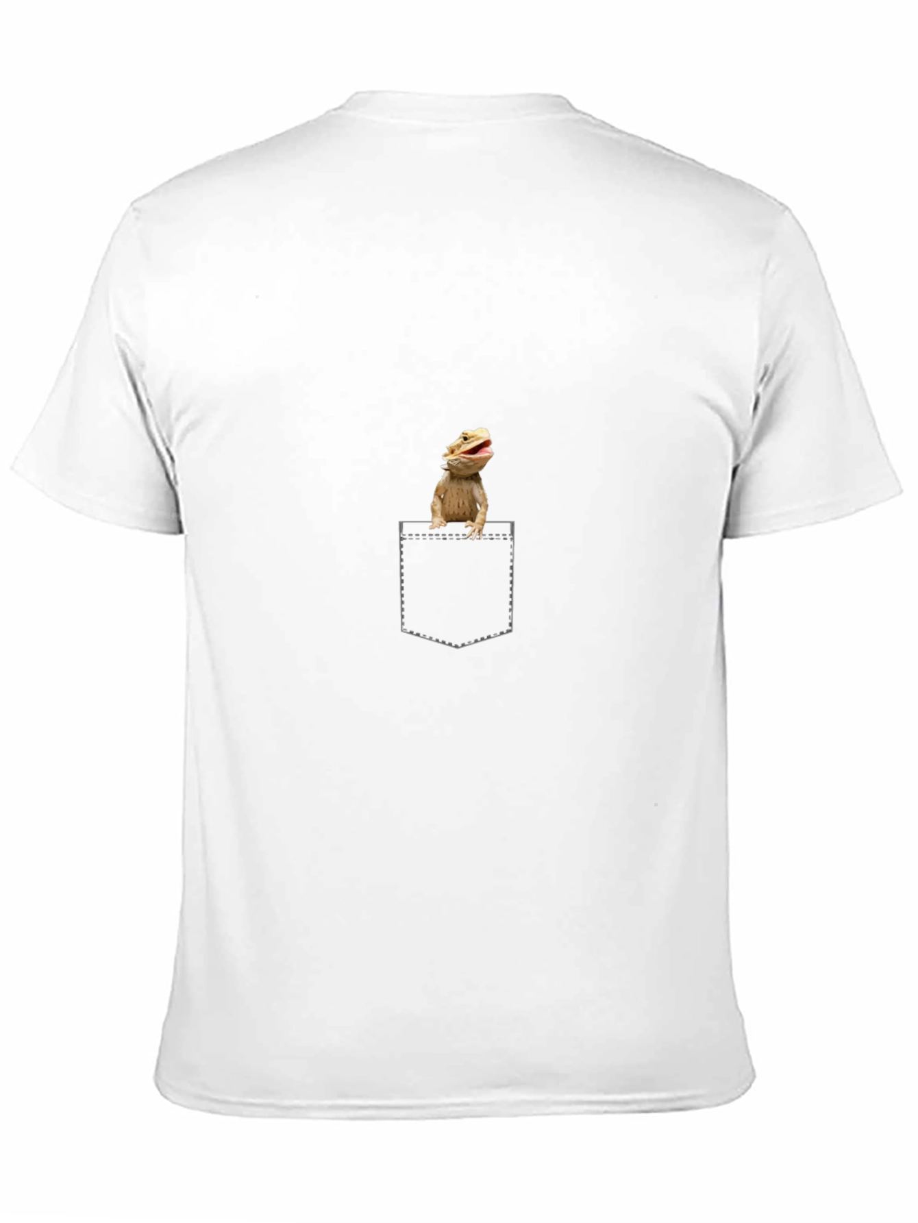 Camiseta Negra con Diseño de Dragón Barbudo en Bolsillo