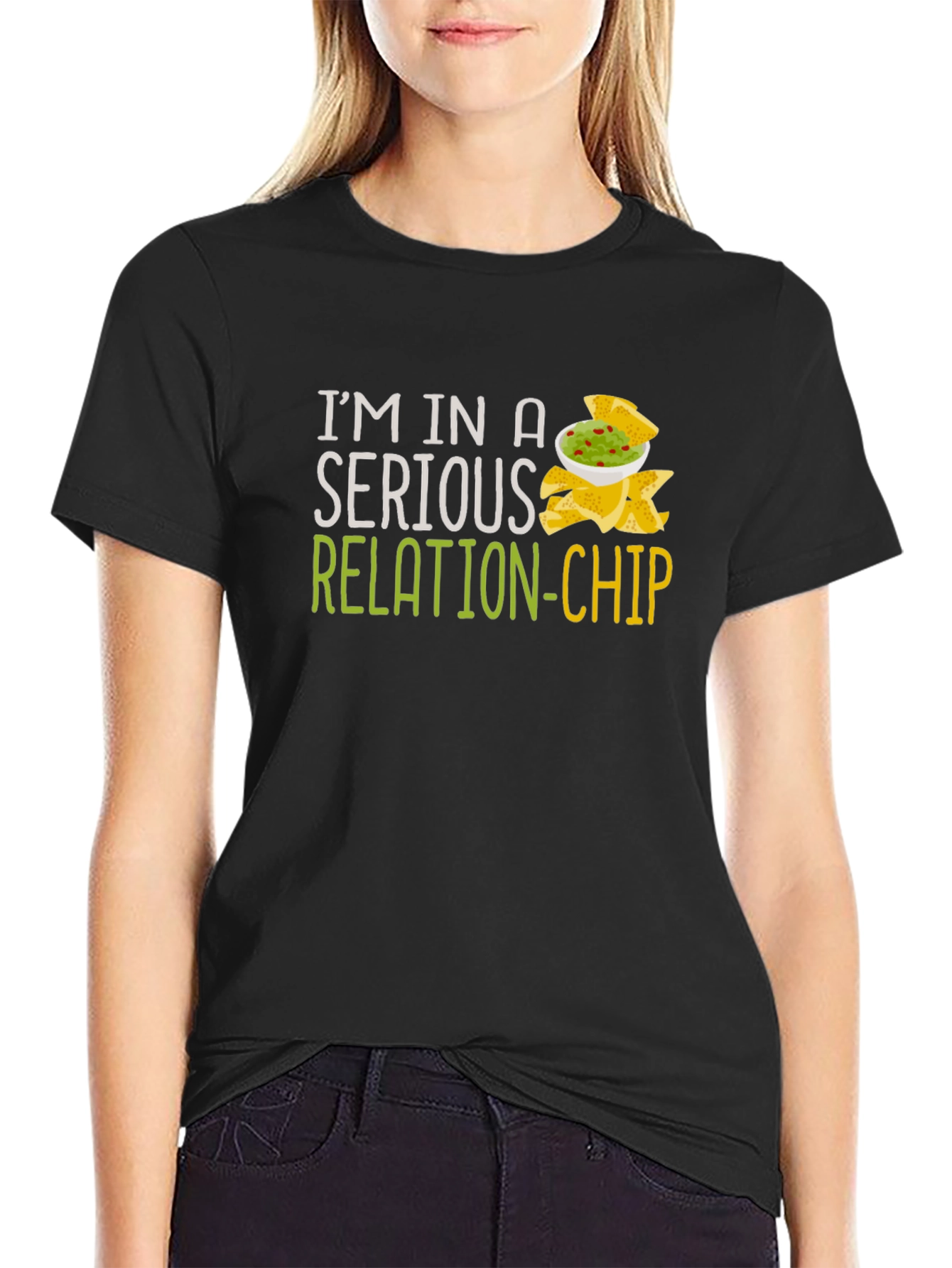 Camiseta Negra Humor Relación-Chip Unisex