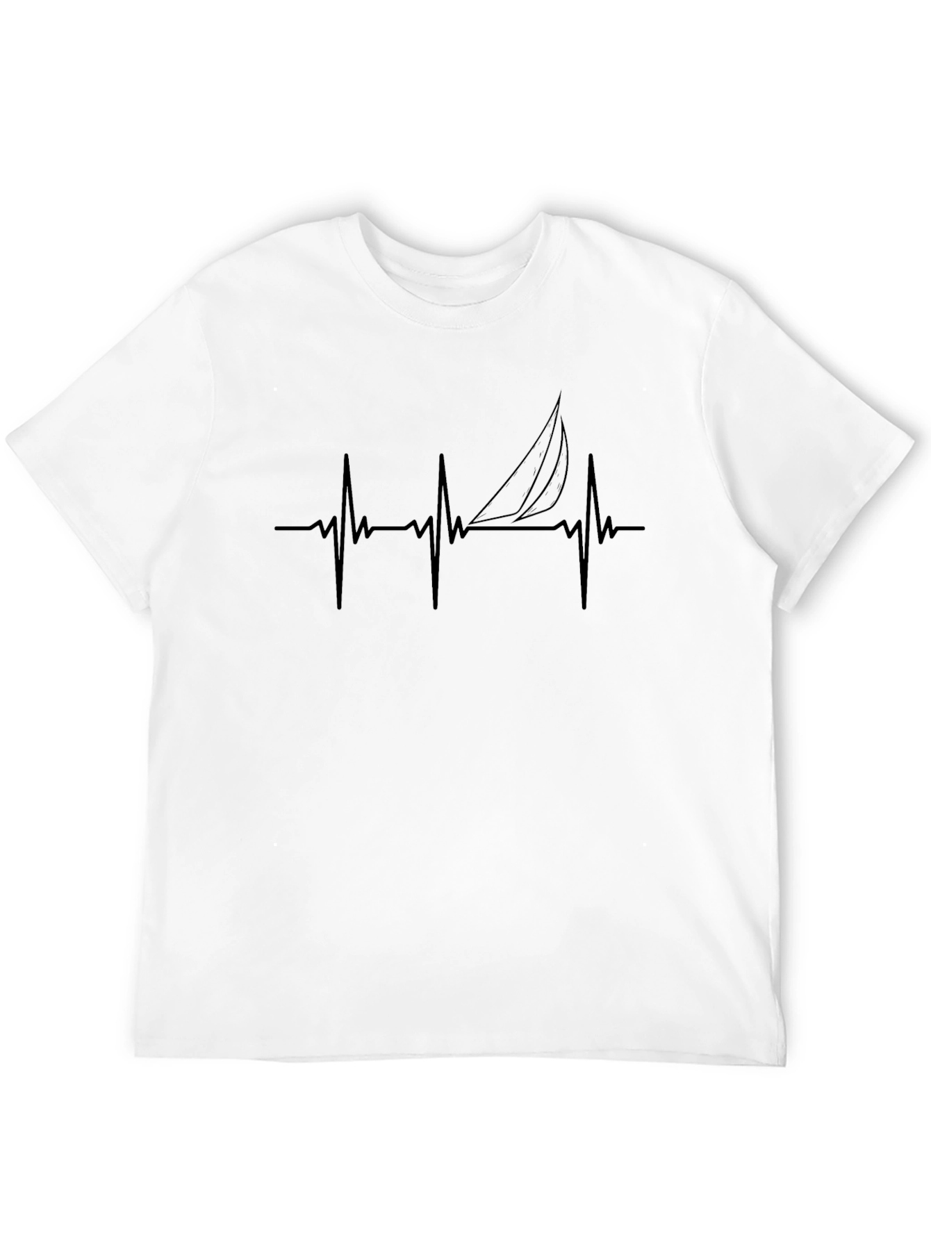 Camiseta Negra con Diseño de Latido de Velero