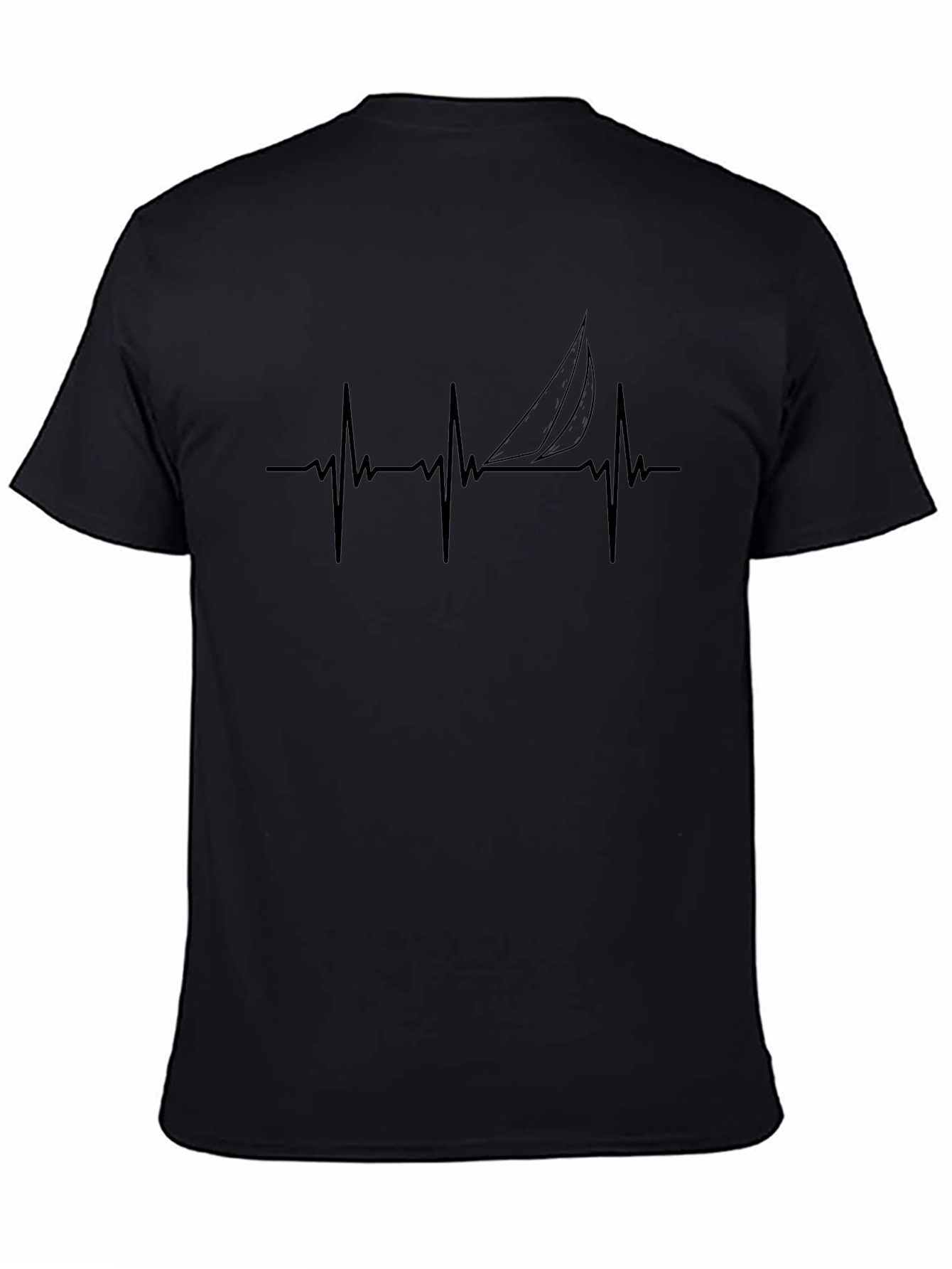 Camiseta Negra con Diseño de Latido de Velero
