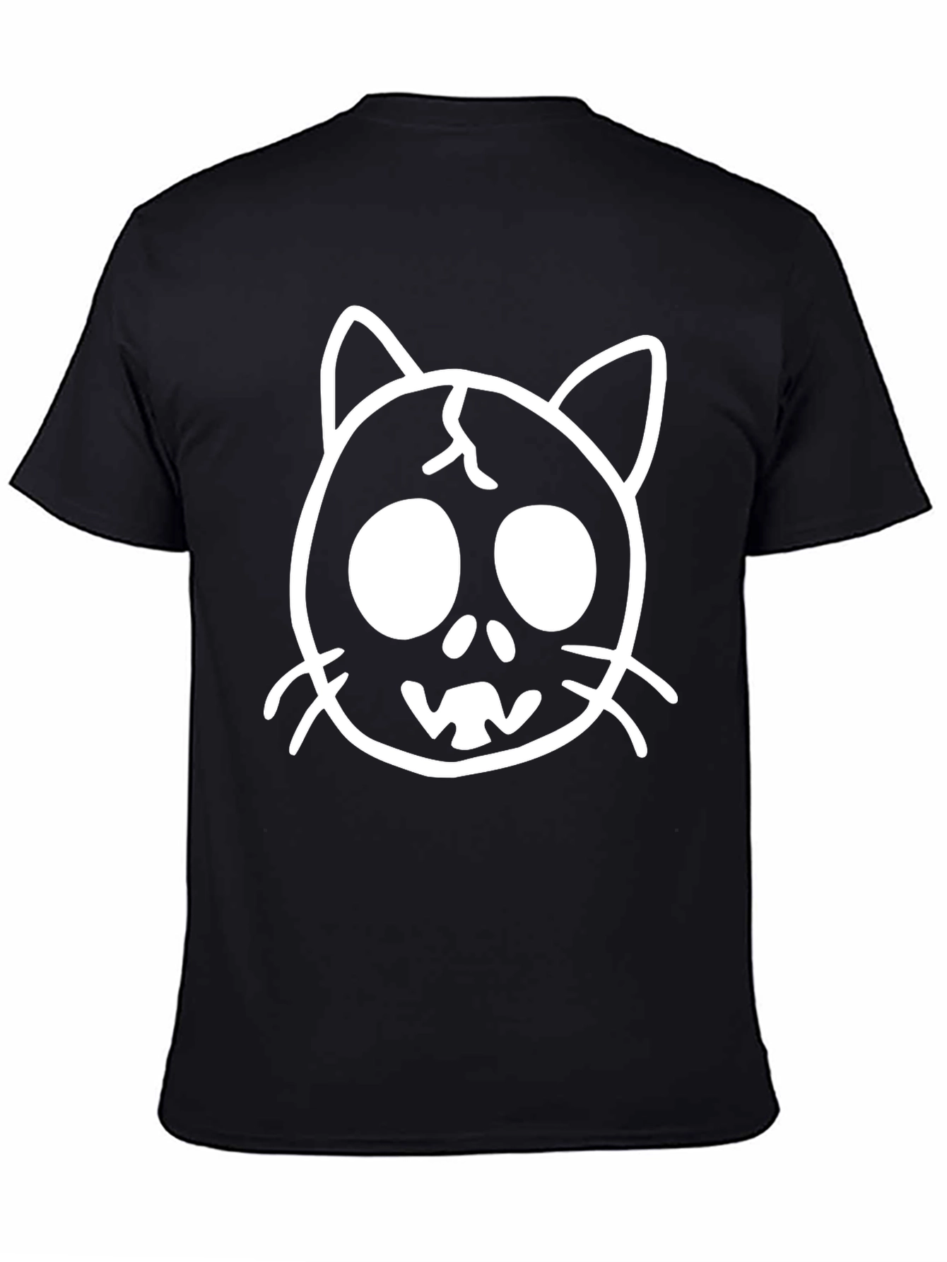 Camiseta Negra con Diseño de Gato Esquelético