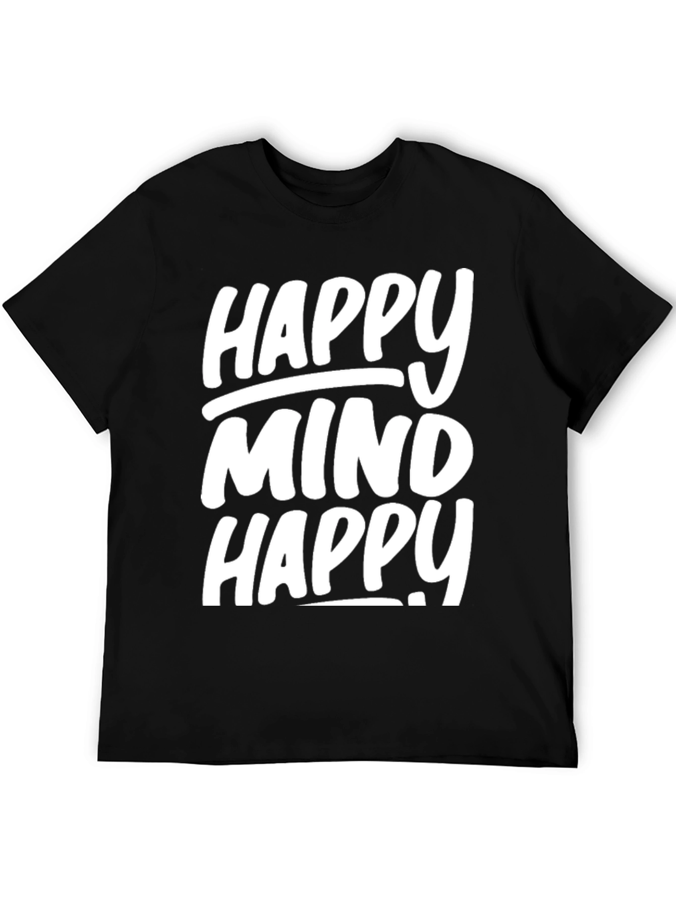 Camiseta Negra con Diseño Happy Mind Happy