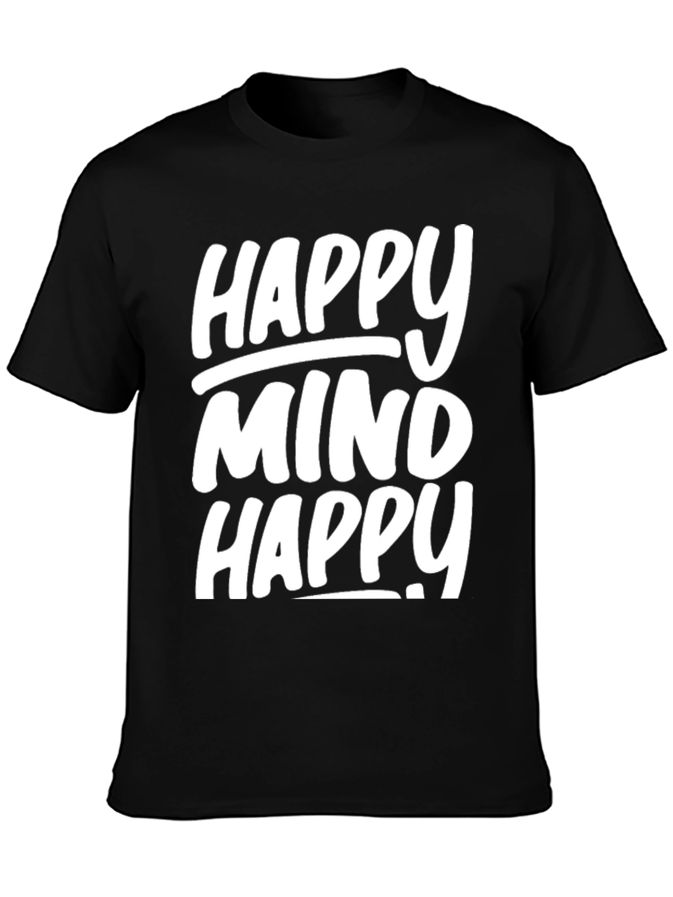 Camiseta Negra con Diseño Happy Mind Happy