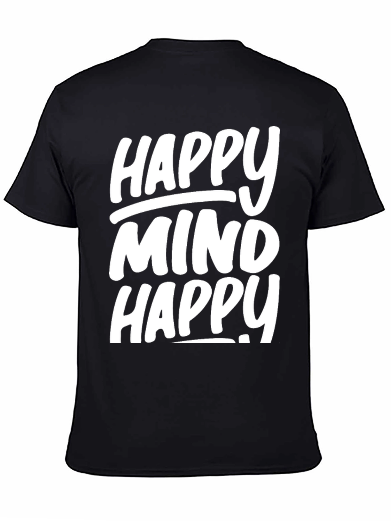 Camiseta Negra con Diseño Happy Mind Happy